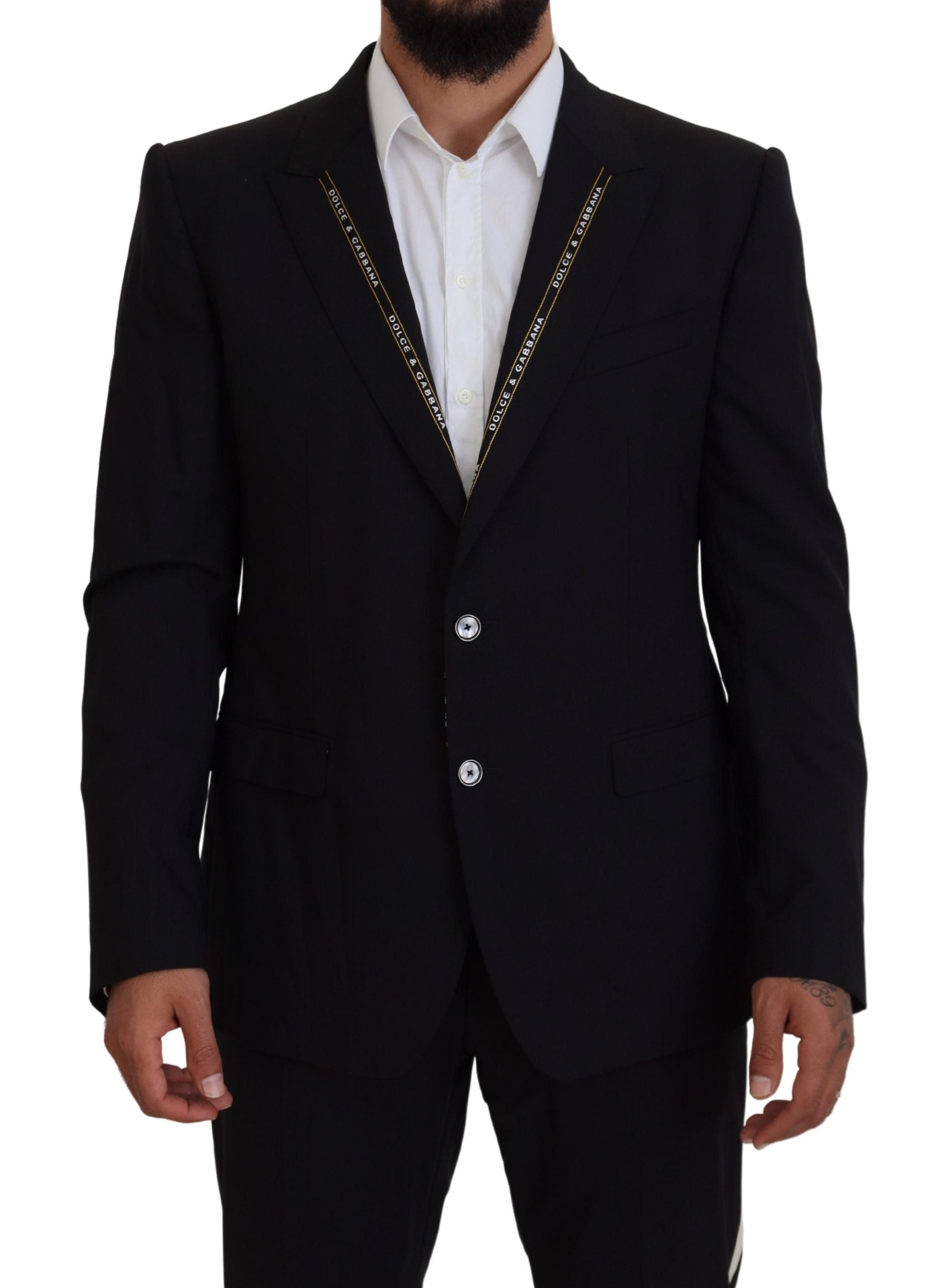 Dolce & Gabbana Black Wool Stretch Slim Fit Jacket Blazer-1