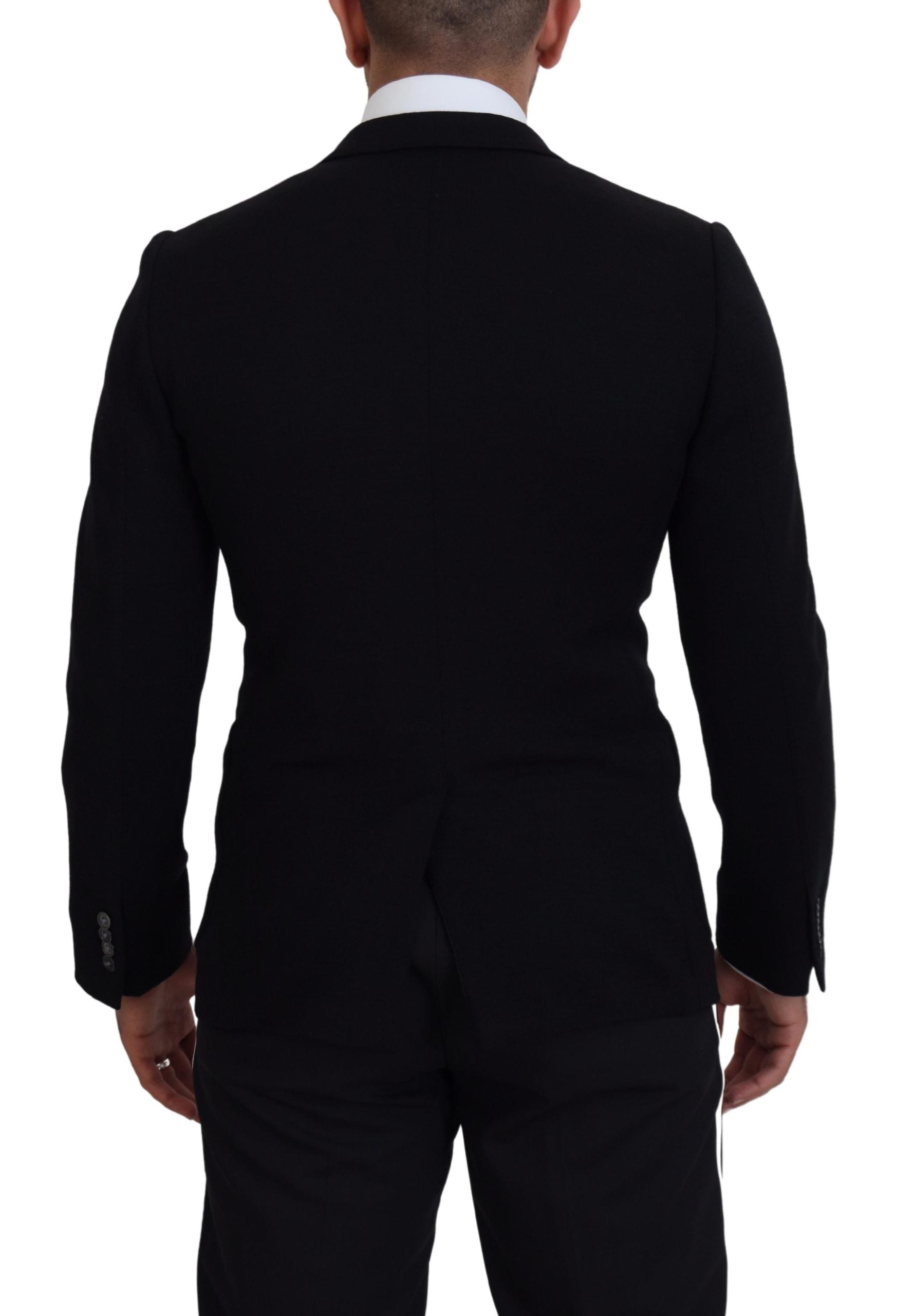 Dolce & Gabbana Schwarze Wollkrone Slim Fit Jacke Blazer-3