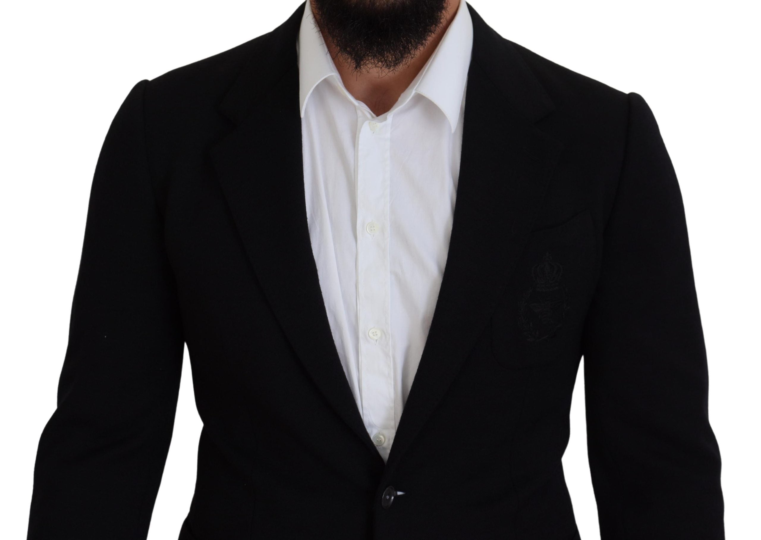 Dolce & Gabbana Schwarze Wollkrone Slim Fit Jacke Blazer-4