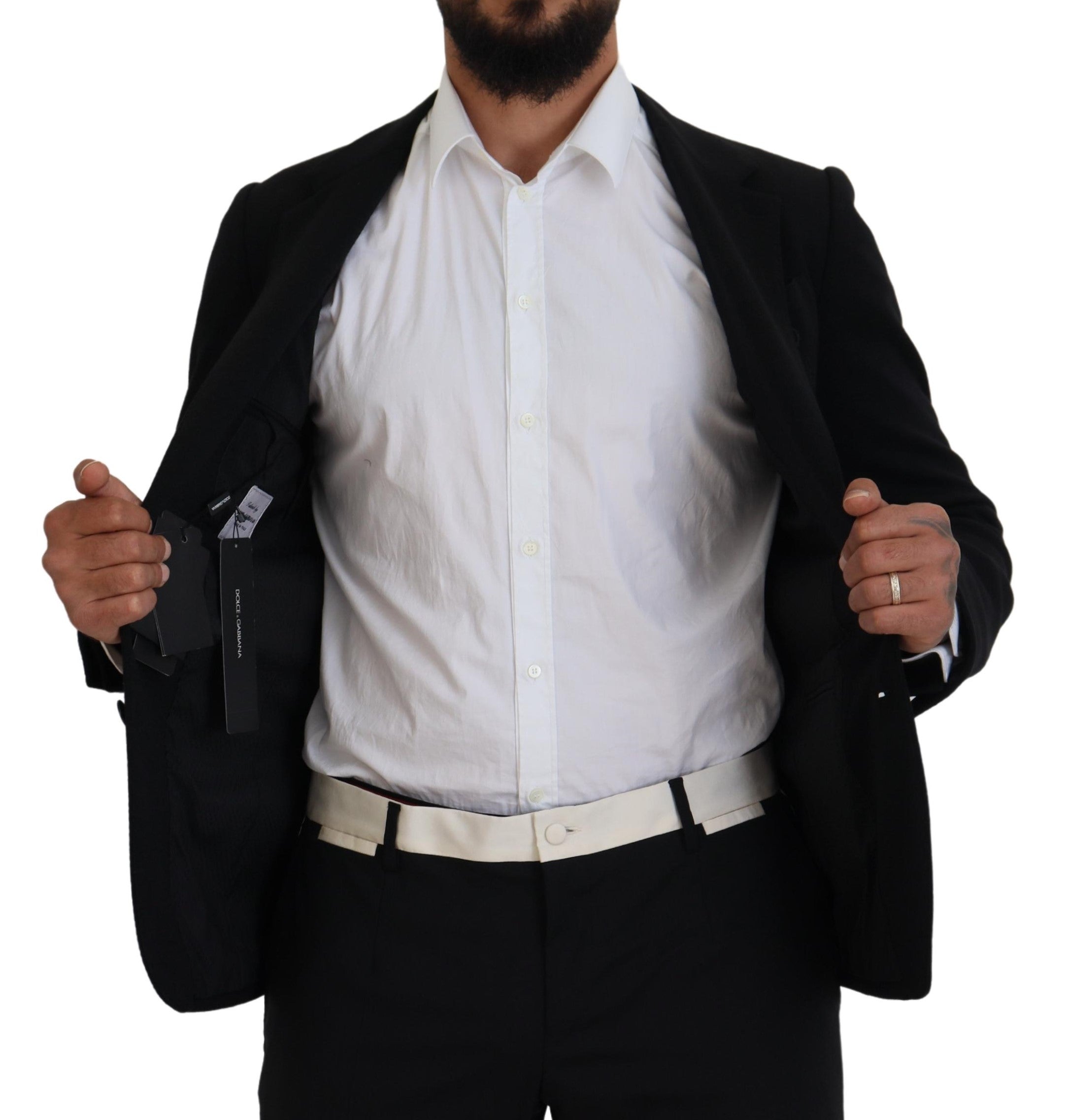 Dolce & Gabbana Schwarze Wollkrone Slim Fit Jacke Blazer-5
