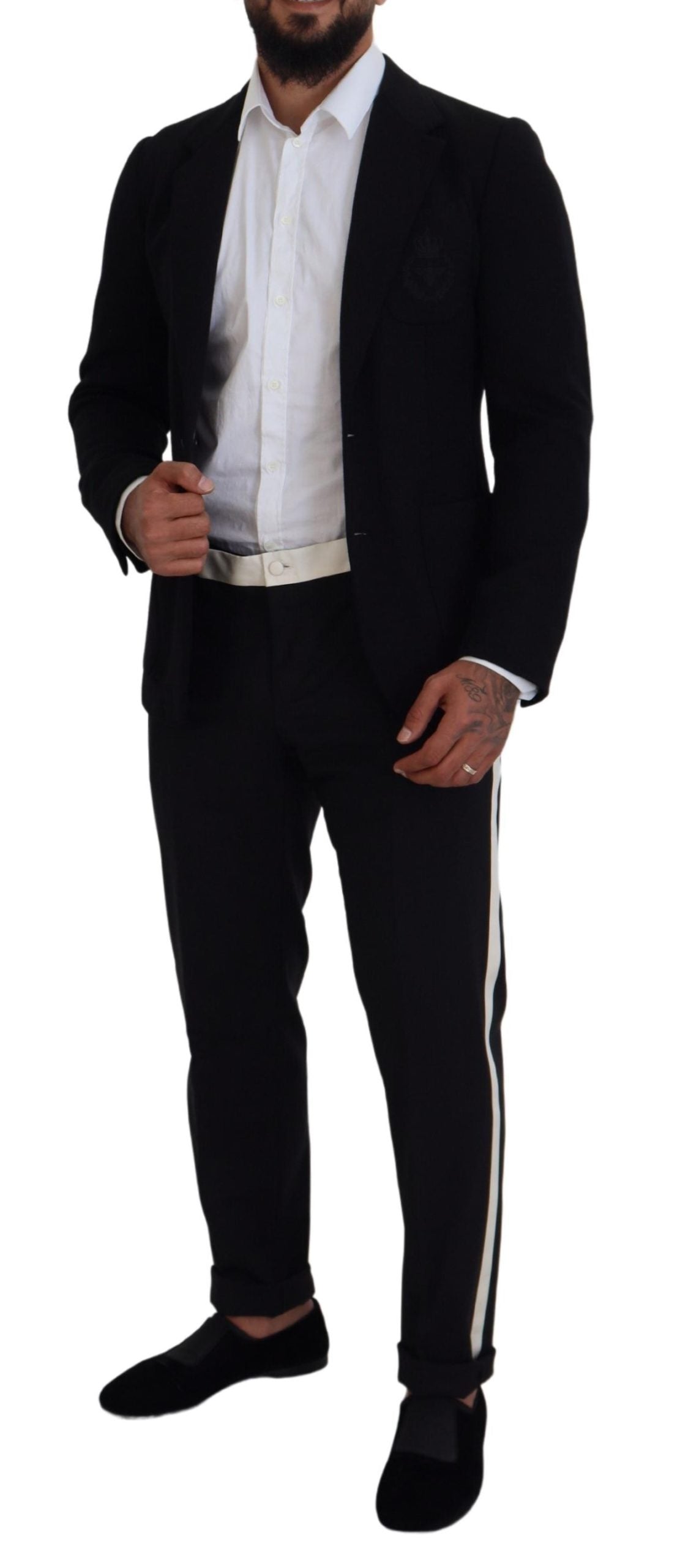 Dolce & Gabbana Schwarze Wollkrone Slim Fit Jacke Blazer-6