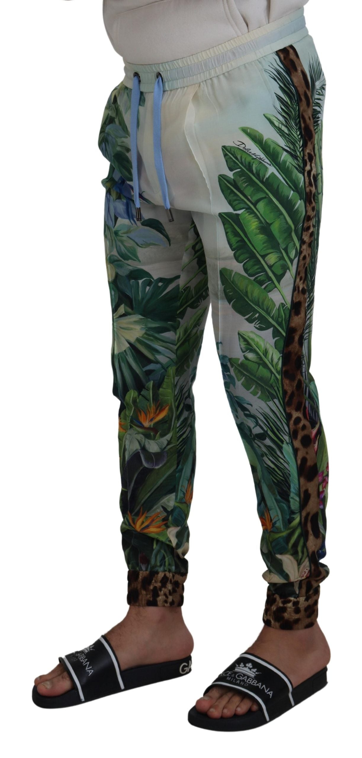 Dolce & Gabbana Weiße Jogginghose mit Blumenmuster für Männer-2