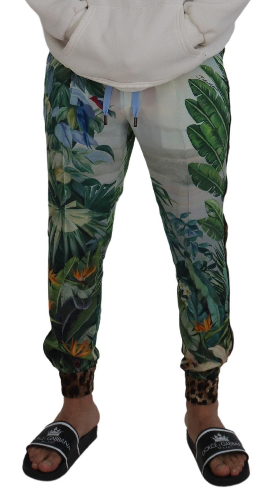 Dolce & Gabbana Weiße Jogginghose mit Blumenmuster für Männer-4