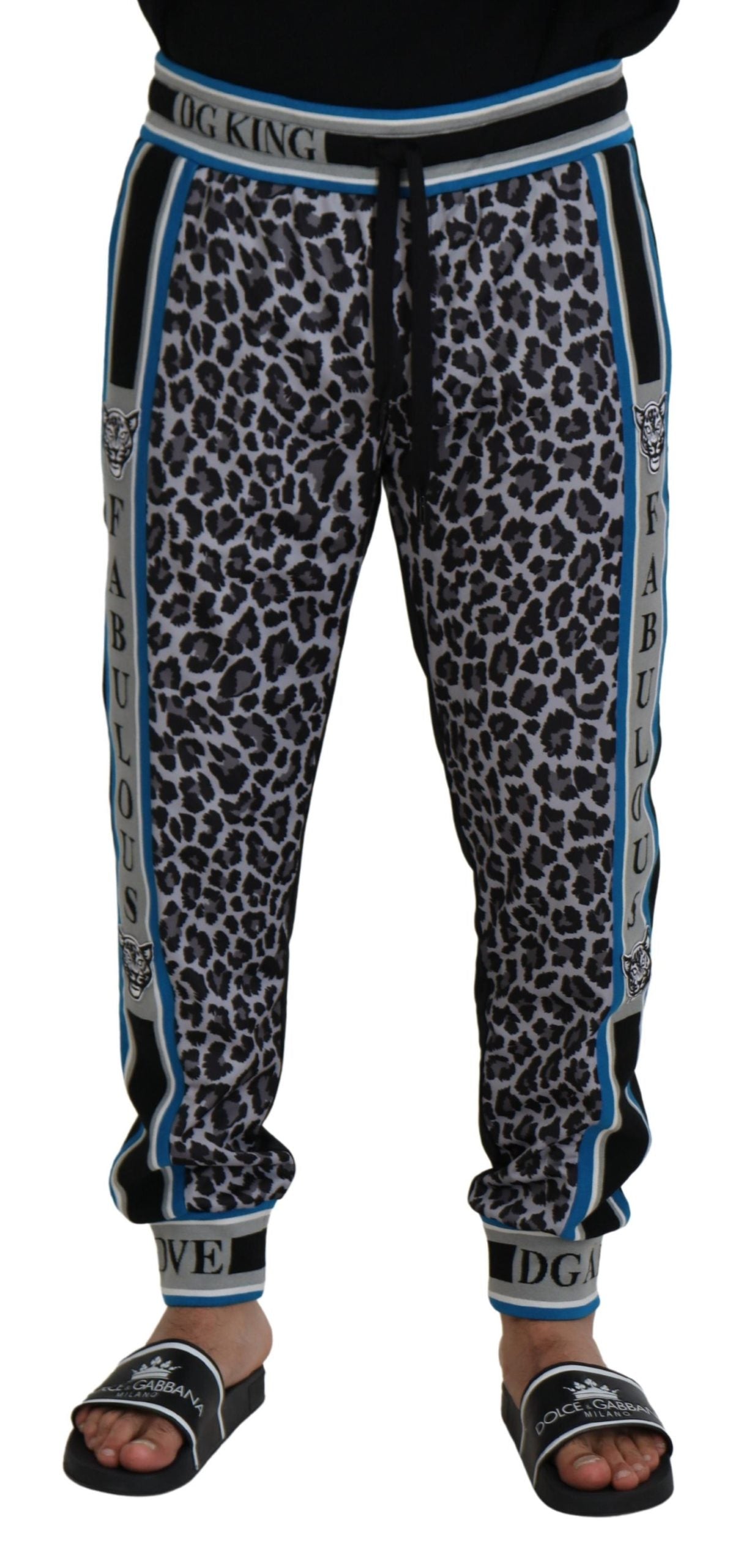 Dolce & Gabbana Multicolored DG King Jogger Trousers with Leopard Print