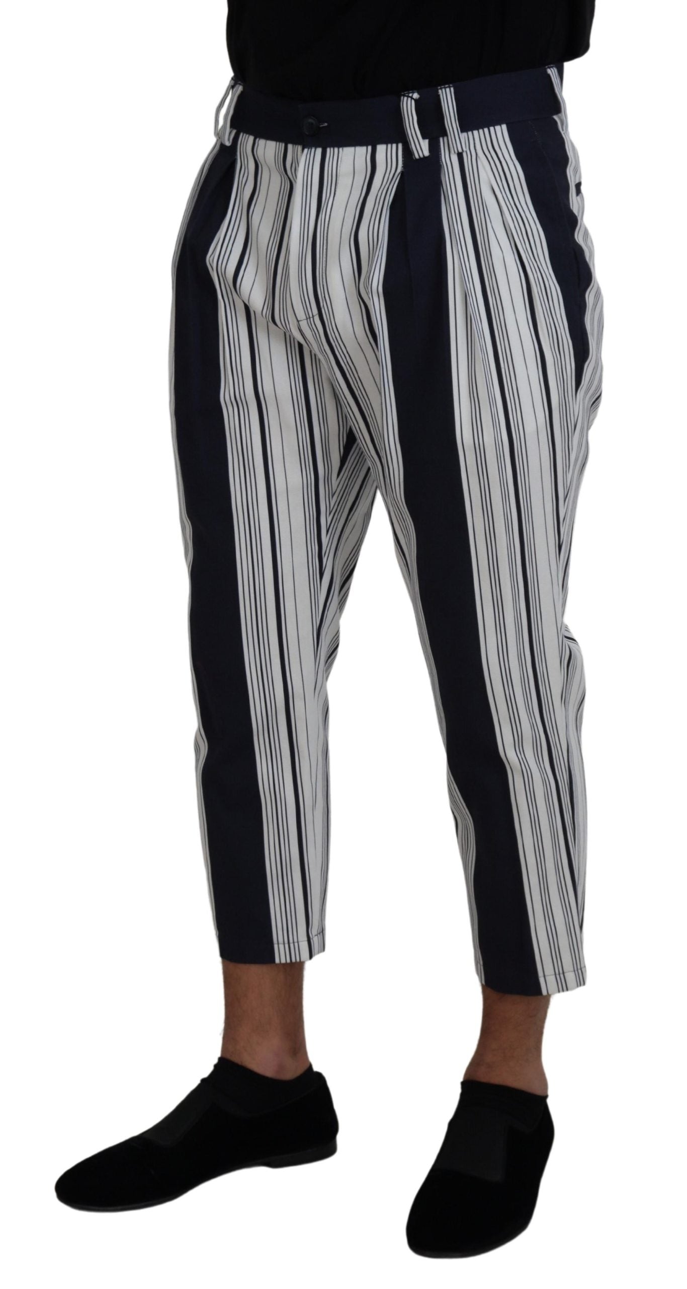 Dolce & Gabbana Weiß gestreifte Cropped Pants aus Baumwolle-2