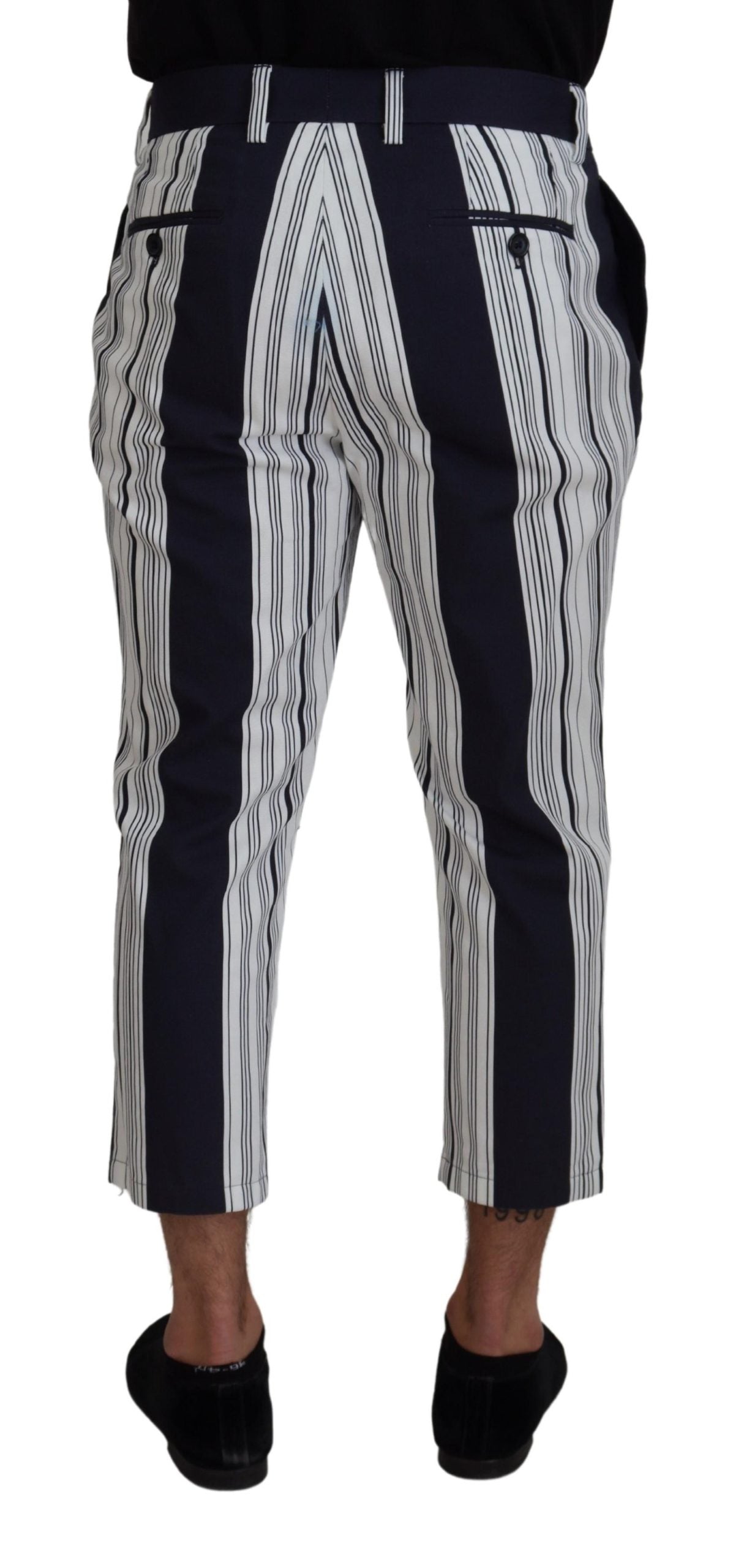 Dolce & Gabbana Weiß gestreifte Cropped Pants aus Baumwolle-3