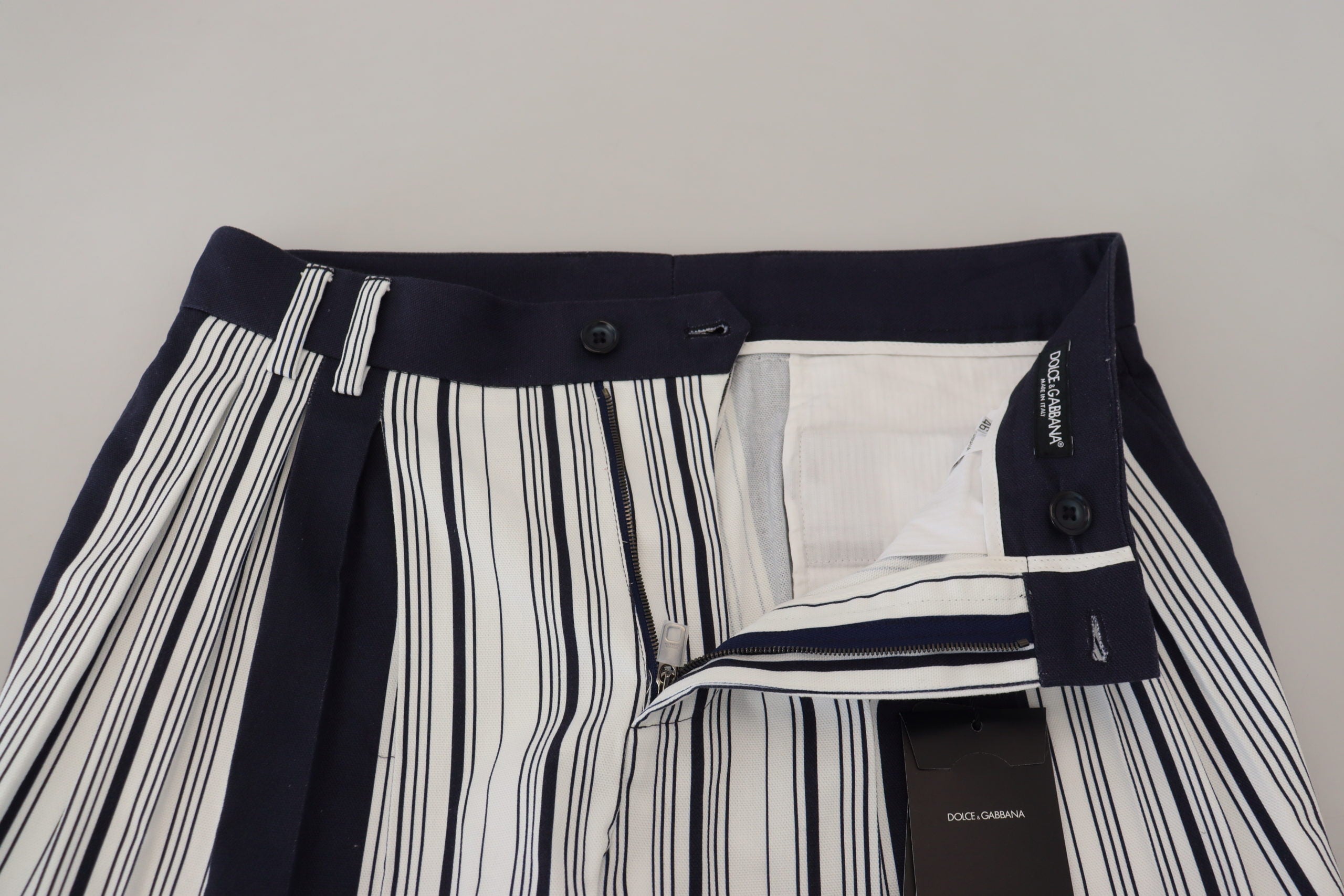 Dolce & Gabbana Weiß gestreifte Cropped Pants aus Baumwolle-5