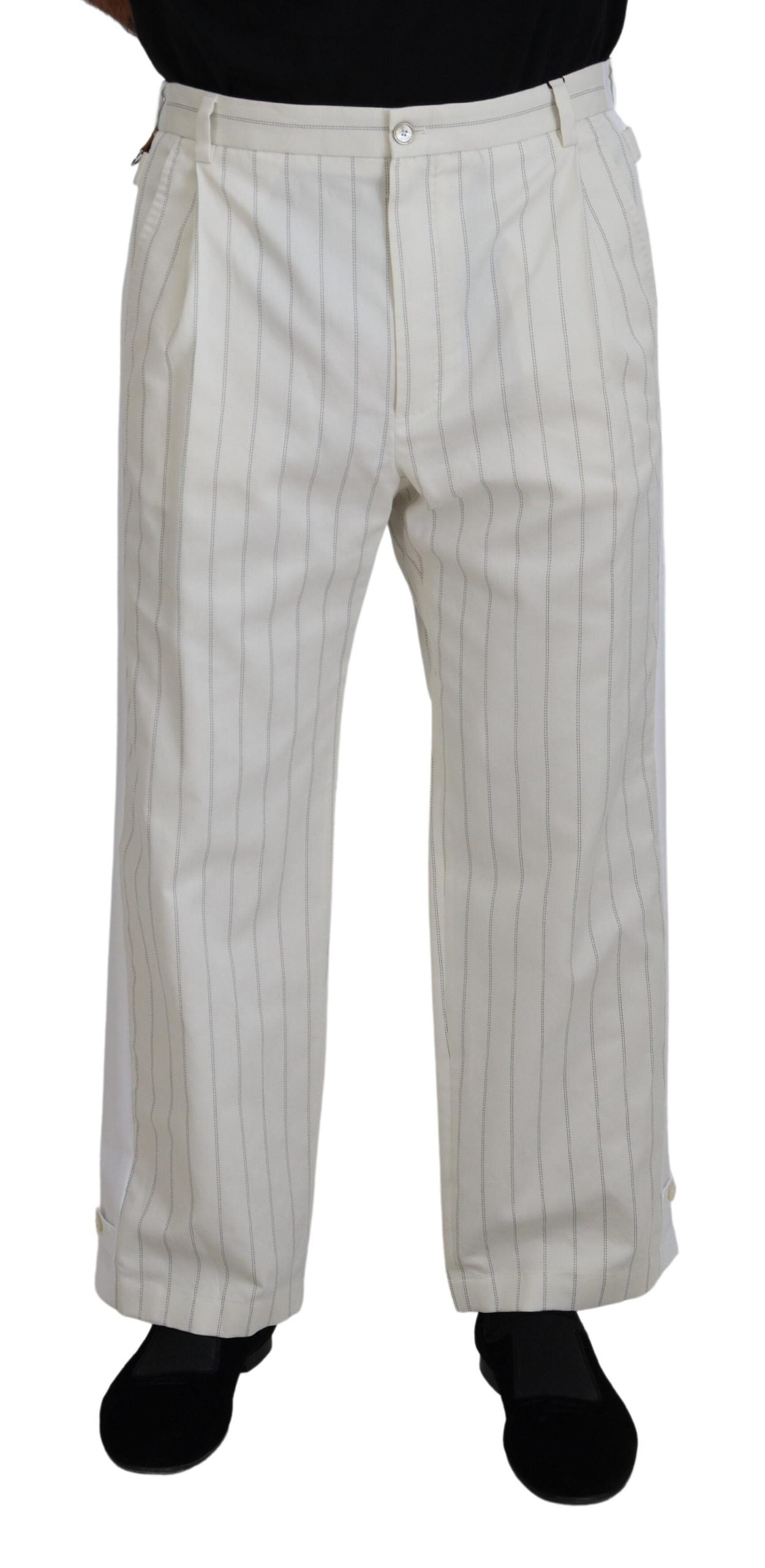 Dolce & Gabbana white striped formal trousers in cotton