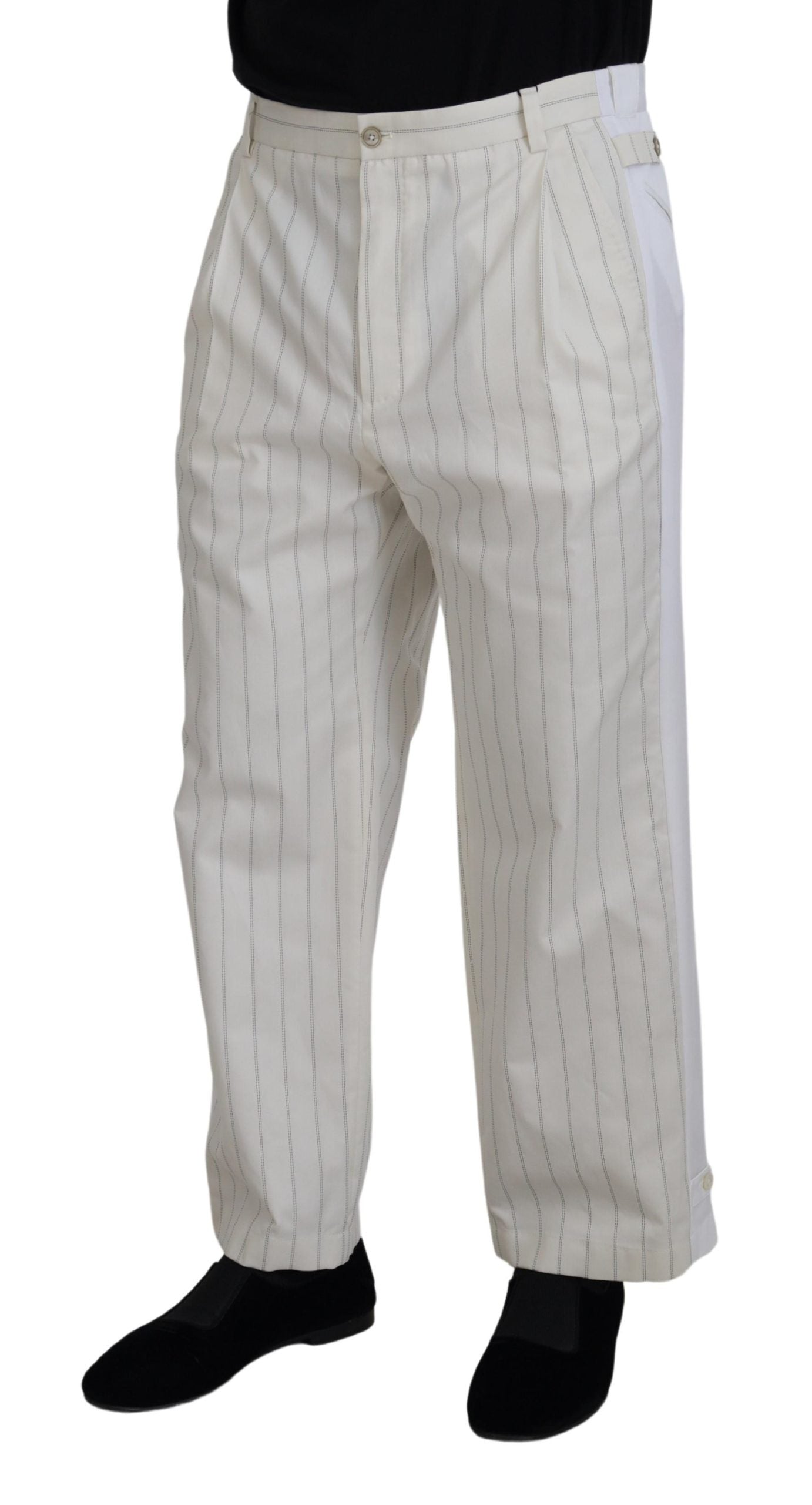 Dolce & Gabbana white striped formal trousers in cotton-2