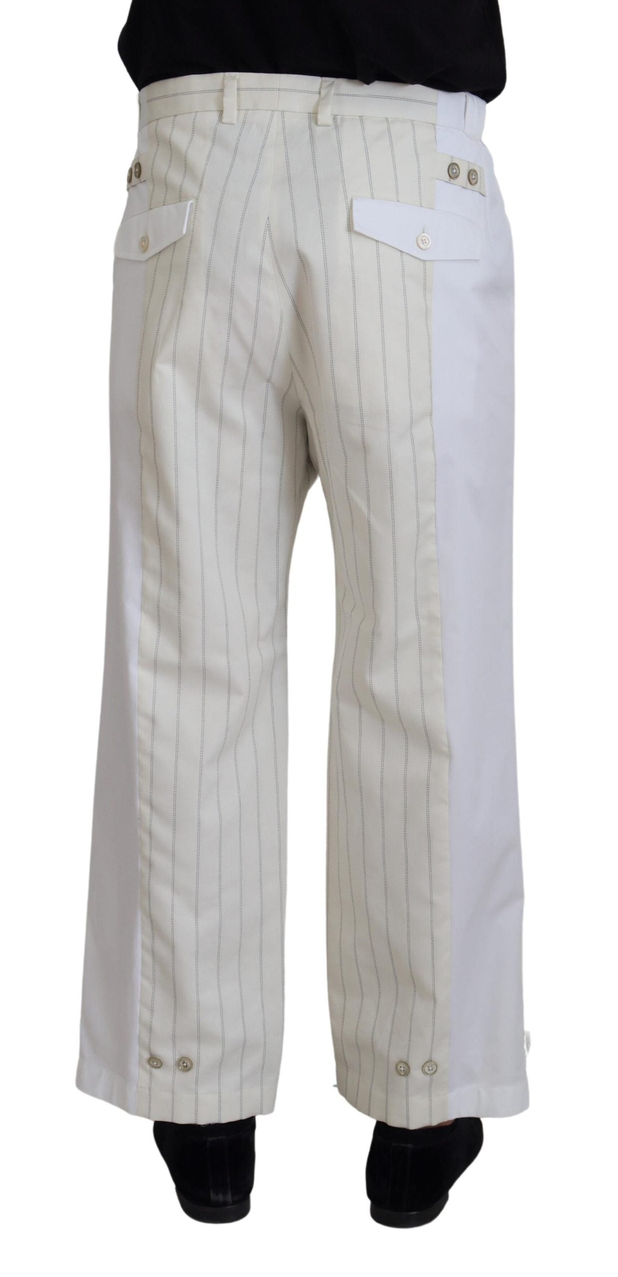 Dolce & Gabbana white striped formal trousers in cotton-3