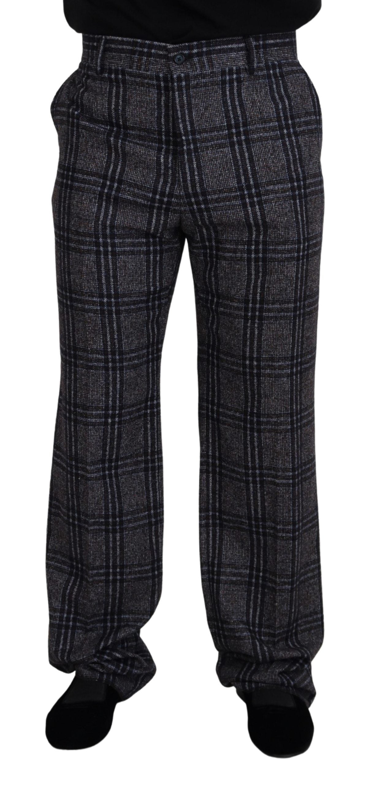 Dolce & Gabbana Grey Check Mid Waist Men's Trousers