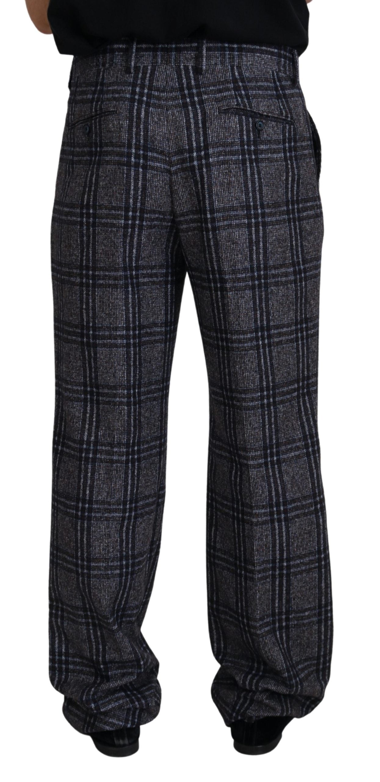 Dolce & Gabbana Grey Check Mid Waist Men's Trousers-3