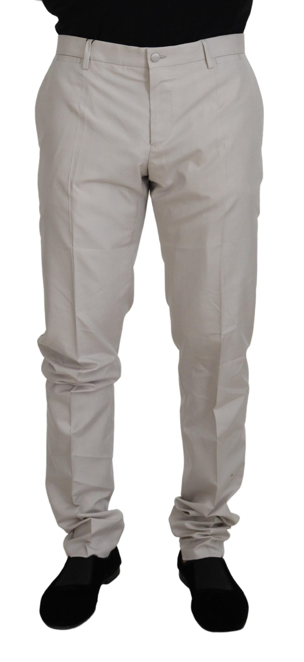 Pantalones chinos de talle medio de Dolce & Gabbana en seda blanca-1