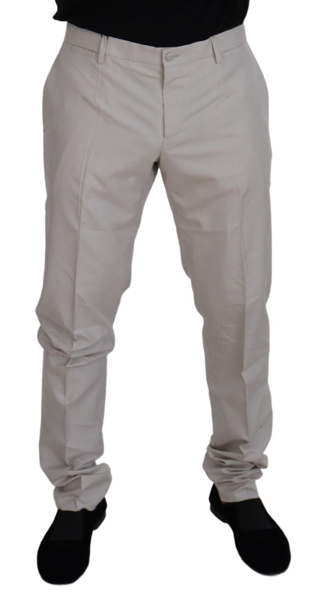 Pantalones chinos de talle medio de Dolce & Gabbana en seda blanca-4