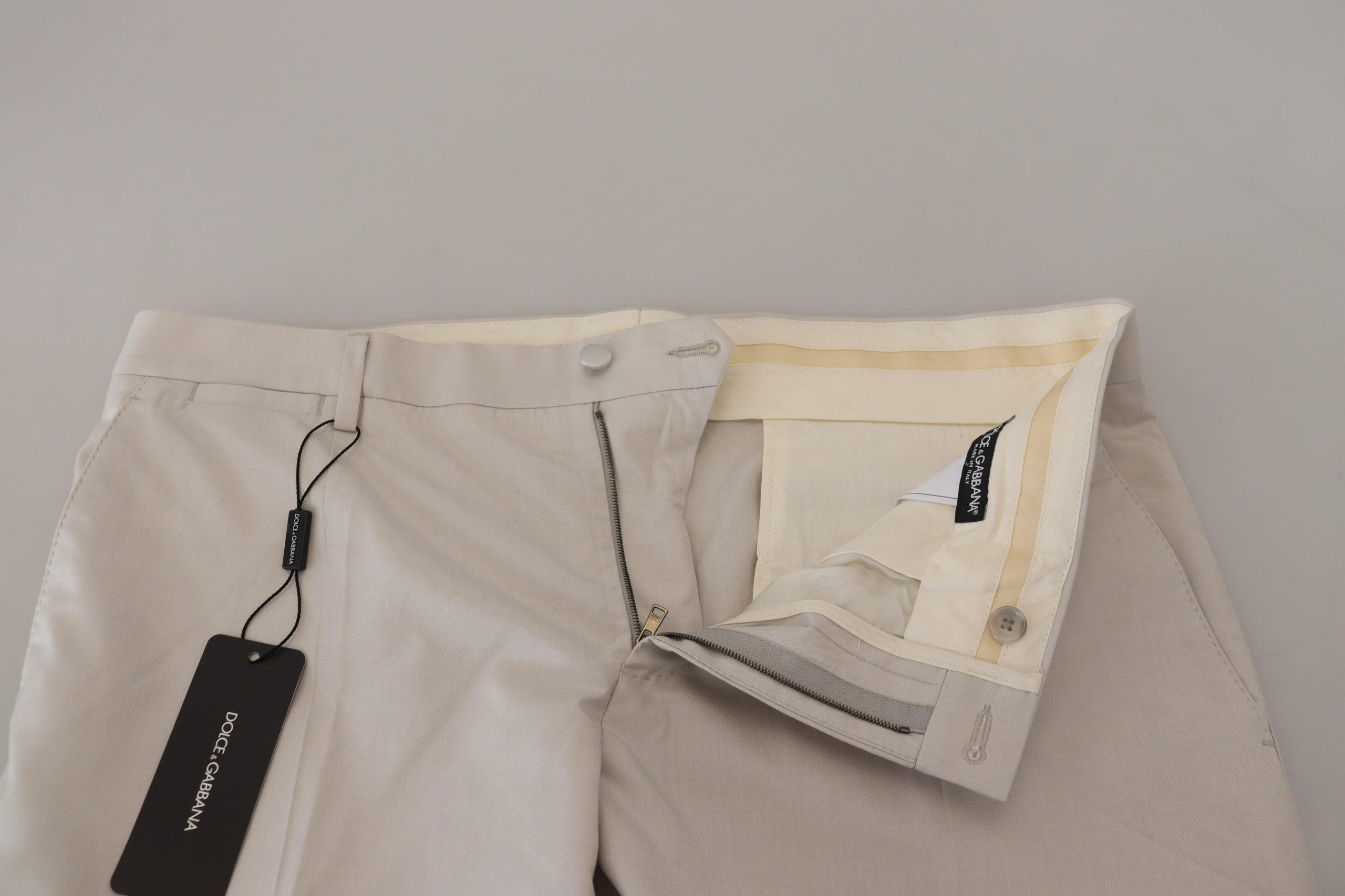 Pantalones chinos de talle medio de Dolce & Gabbana en seda blanca-5