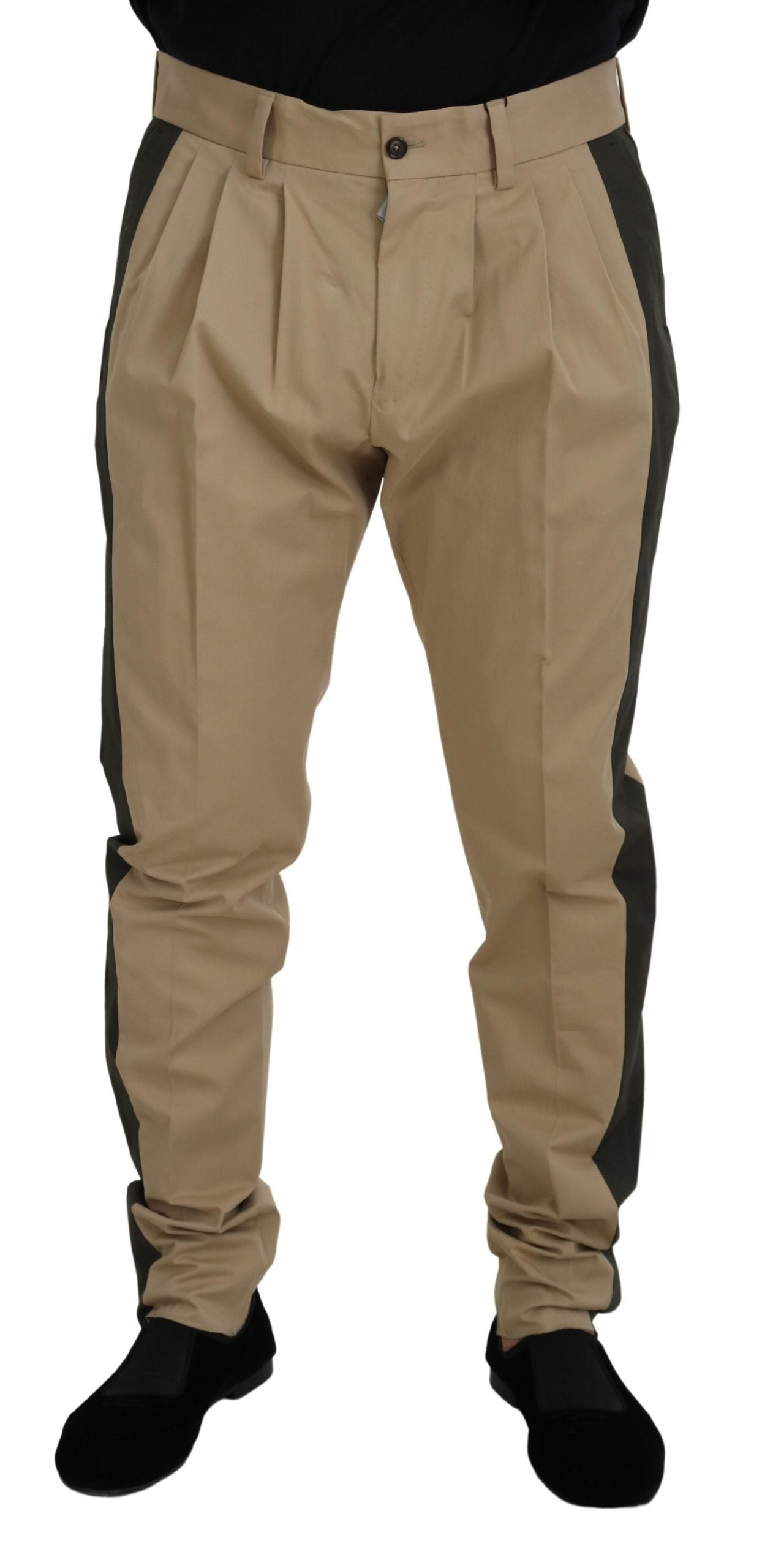 Dolce & Gabbana Brown Black Cotton Chino Men's Trousers