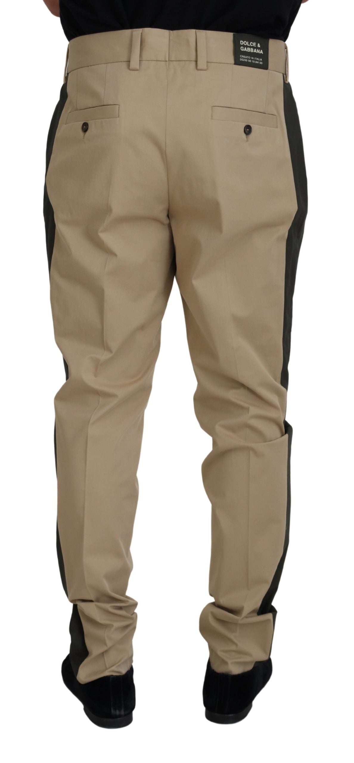 Dolce & Gabbana Brown Black Cotton Chino Men's Trousers-3