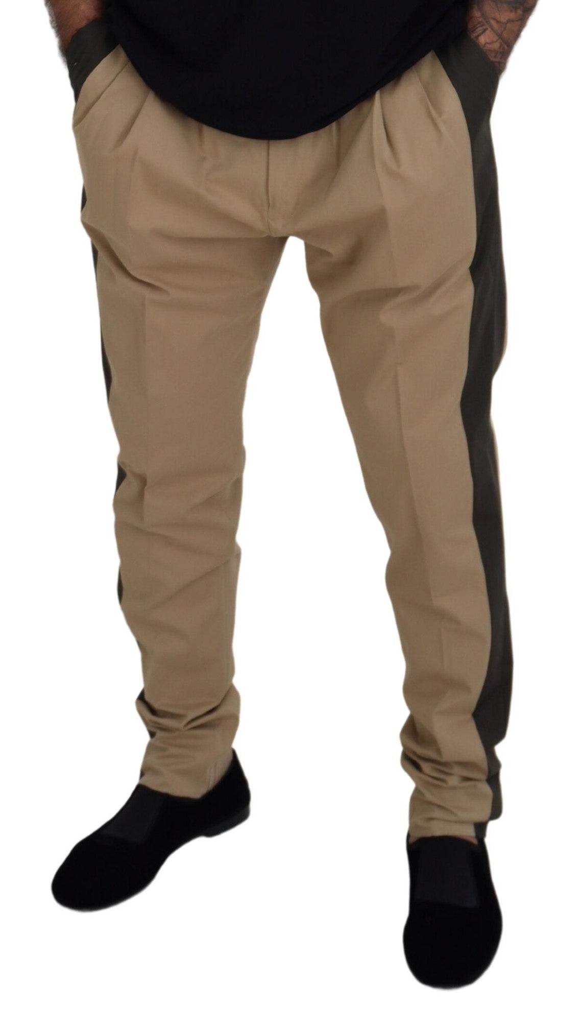 Dolce & Gabbana Brown Black Cotton Chino Men's Trousers-4