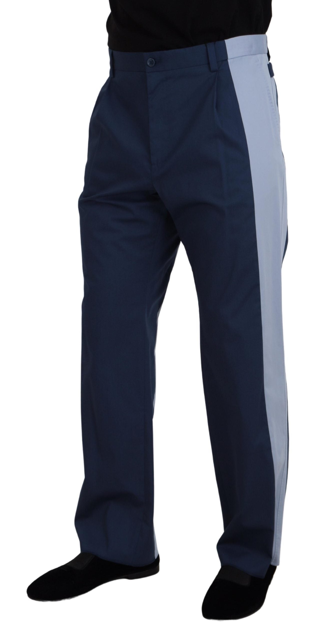 Dolce & Gabbana Blue Cotton Straight Fit Trousers-2