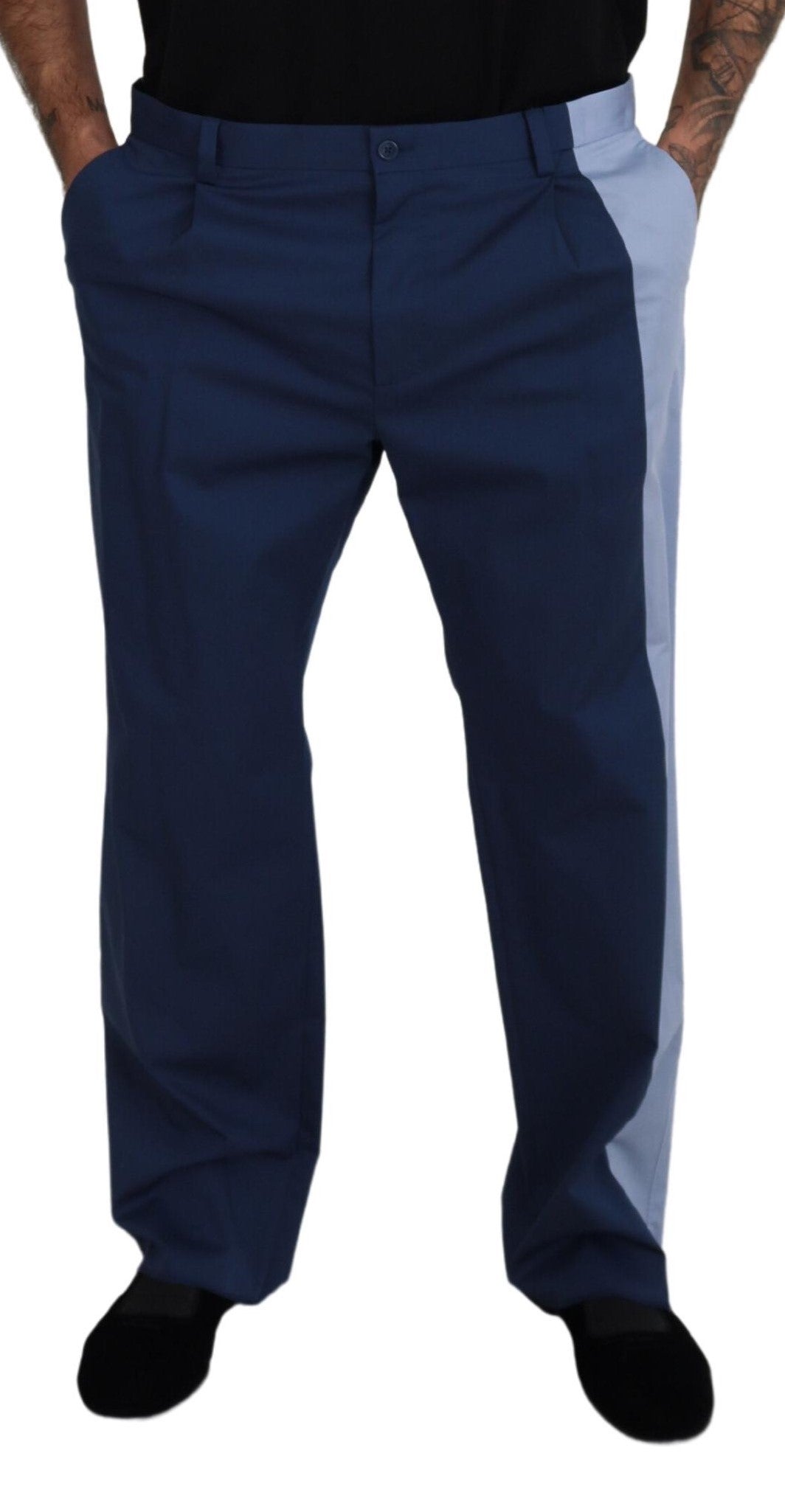 Dolce & Gabbana Blue Cotton Straight Fit Trousers-4