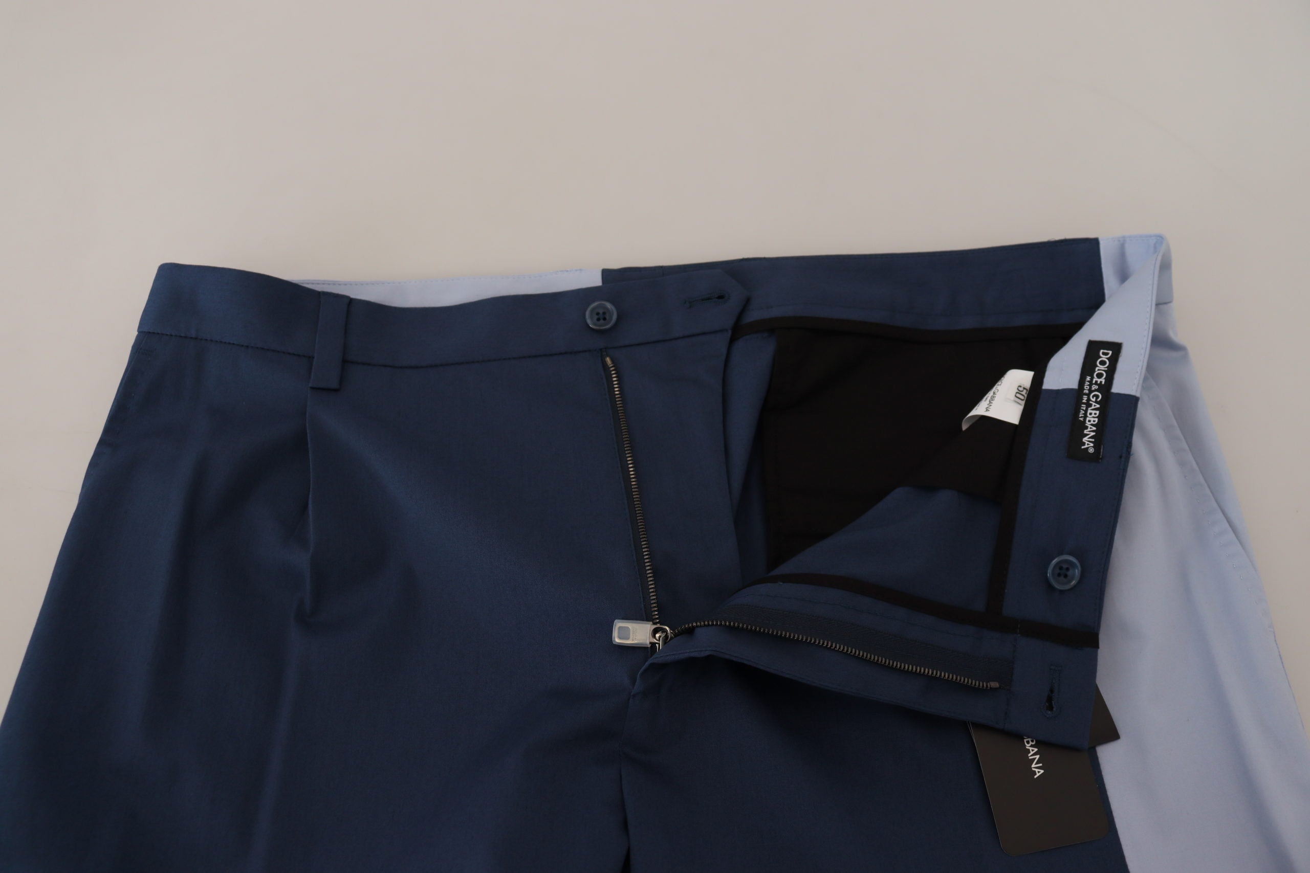 Dolce & Gabbana Blue Cotton Straight Fit Trousers-5