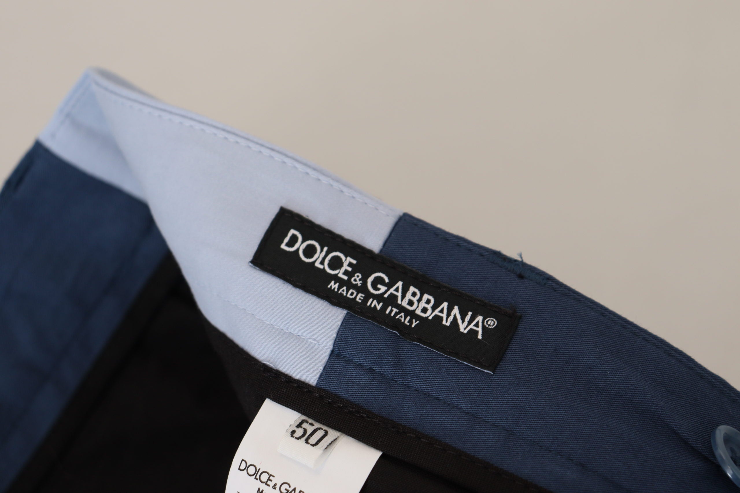 Dolce & Gabbana Blue Cotton Straight Fit Trousers-6