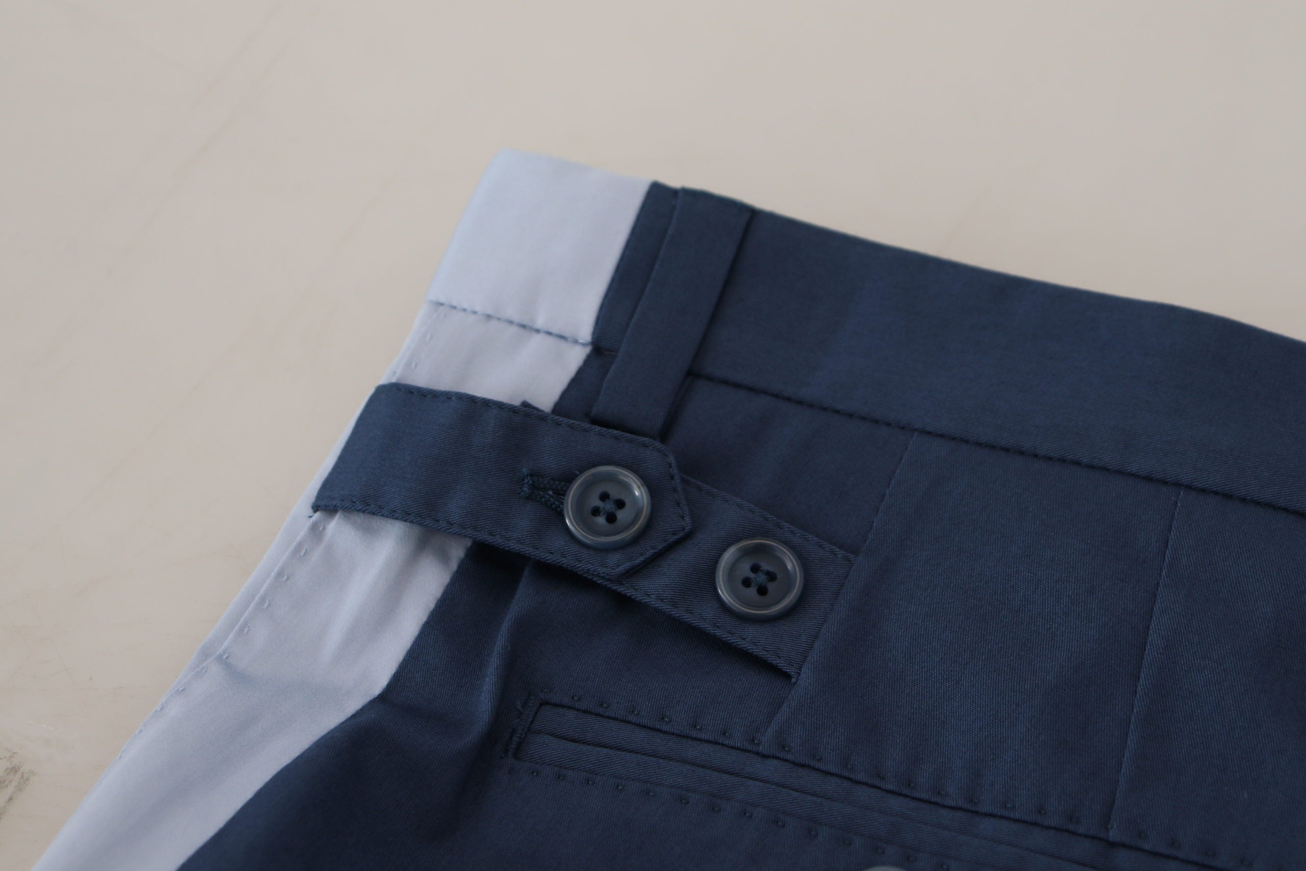 Dolce & Gabbana Blue Cotton Straight Fit Trousers-7