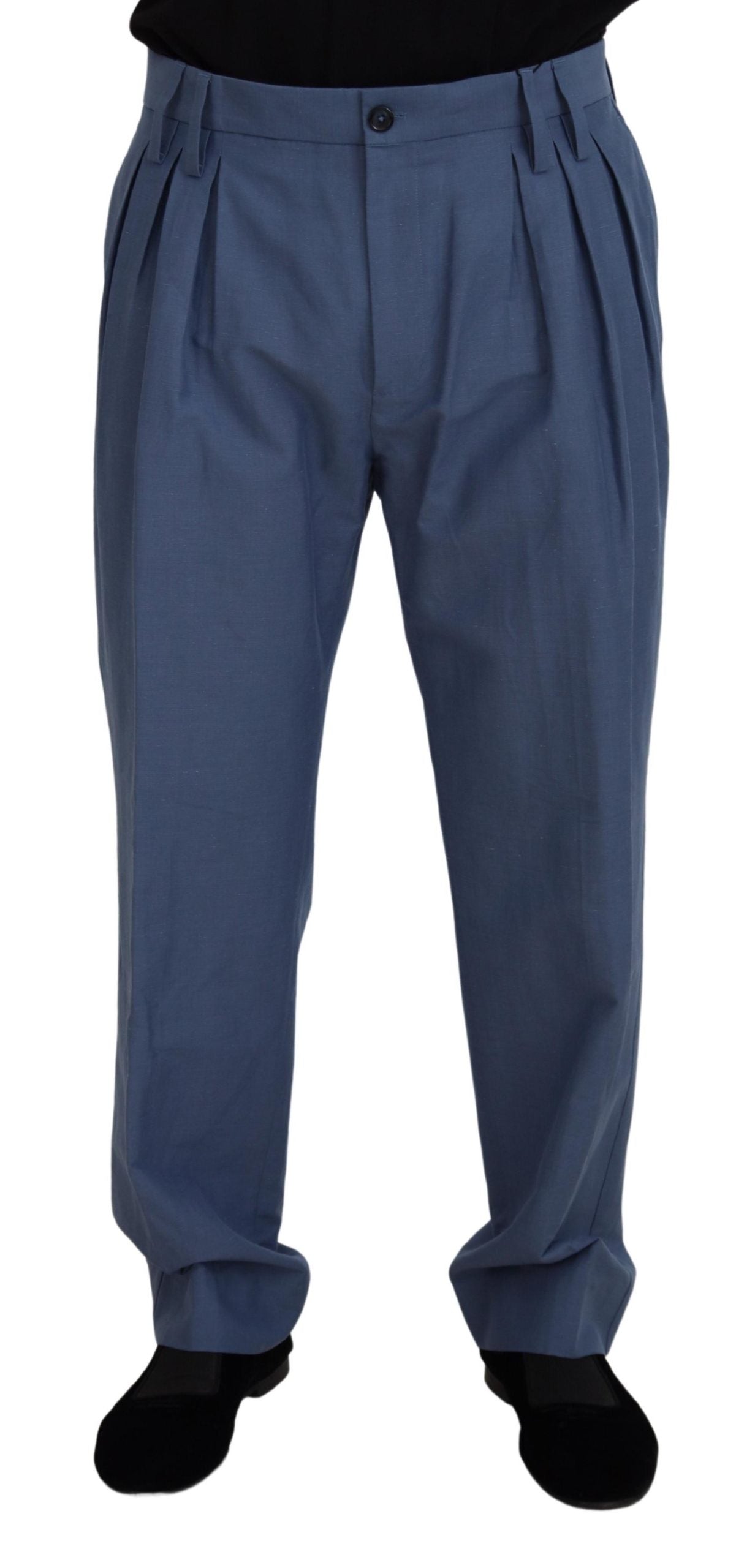 Dolce & Gabbana Blue Linen Chino Men's Formal Trousers
