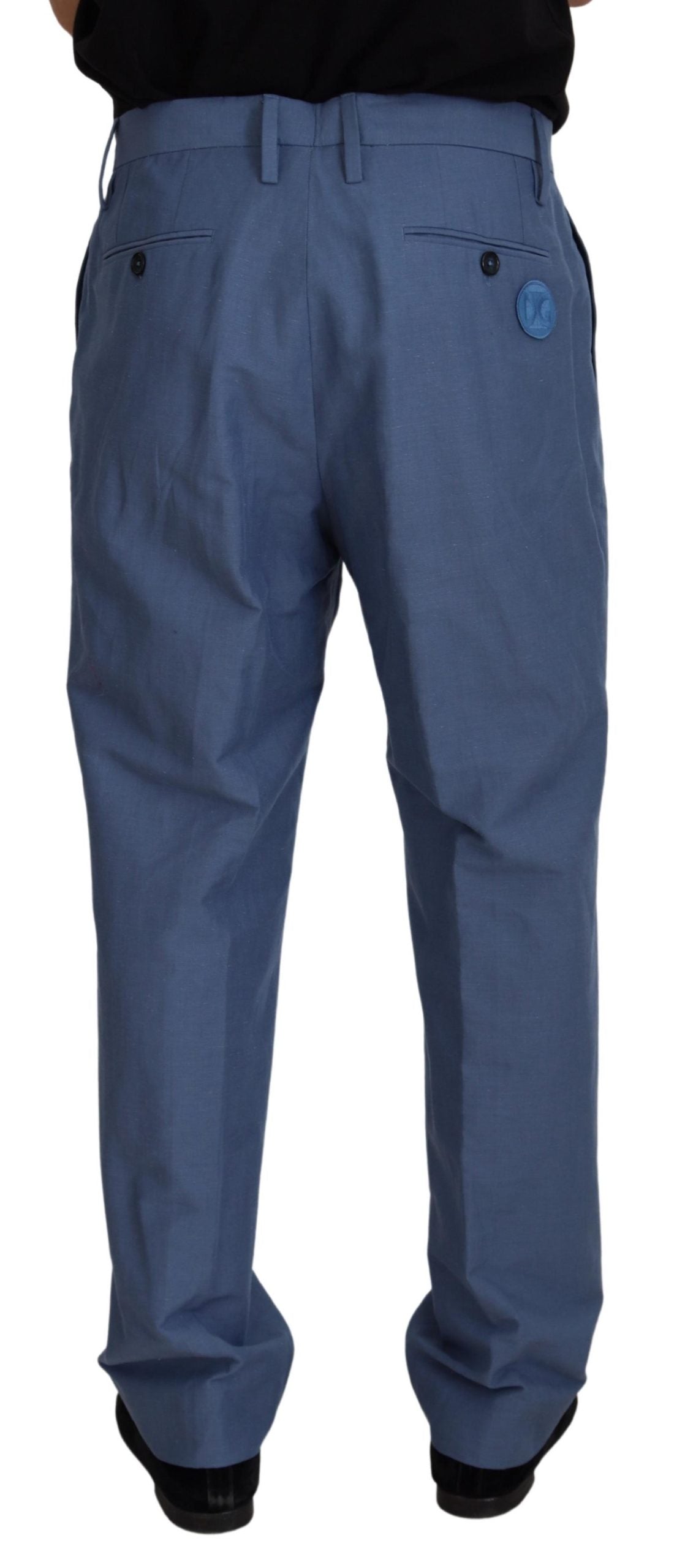 Dolce & Gabbana Blue Linen Chino Men's Formal Trousers-3