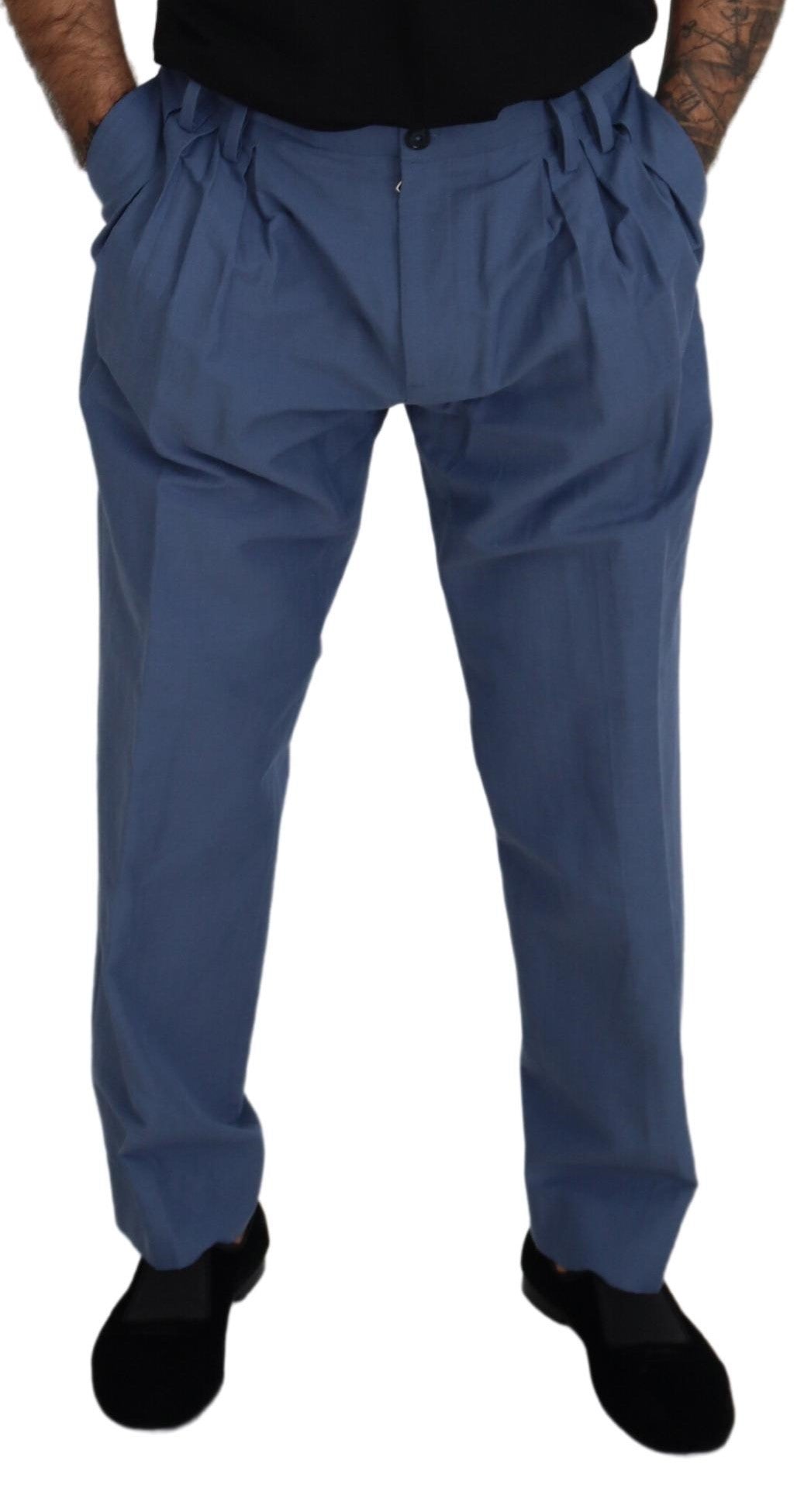 Dolce & Gabbana Blue Linen Chino Men's Formal Trousers-4