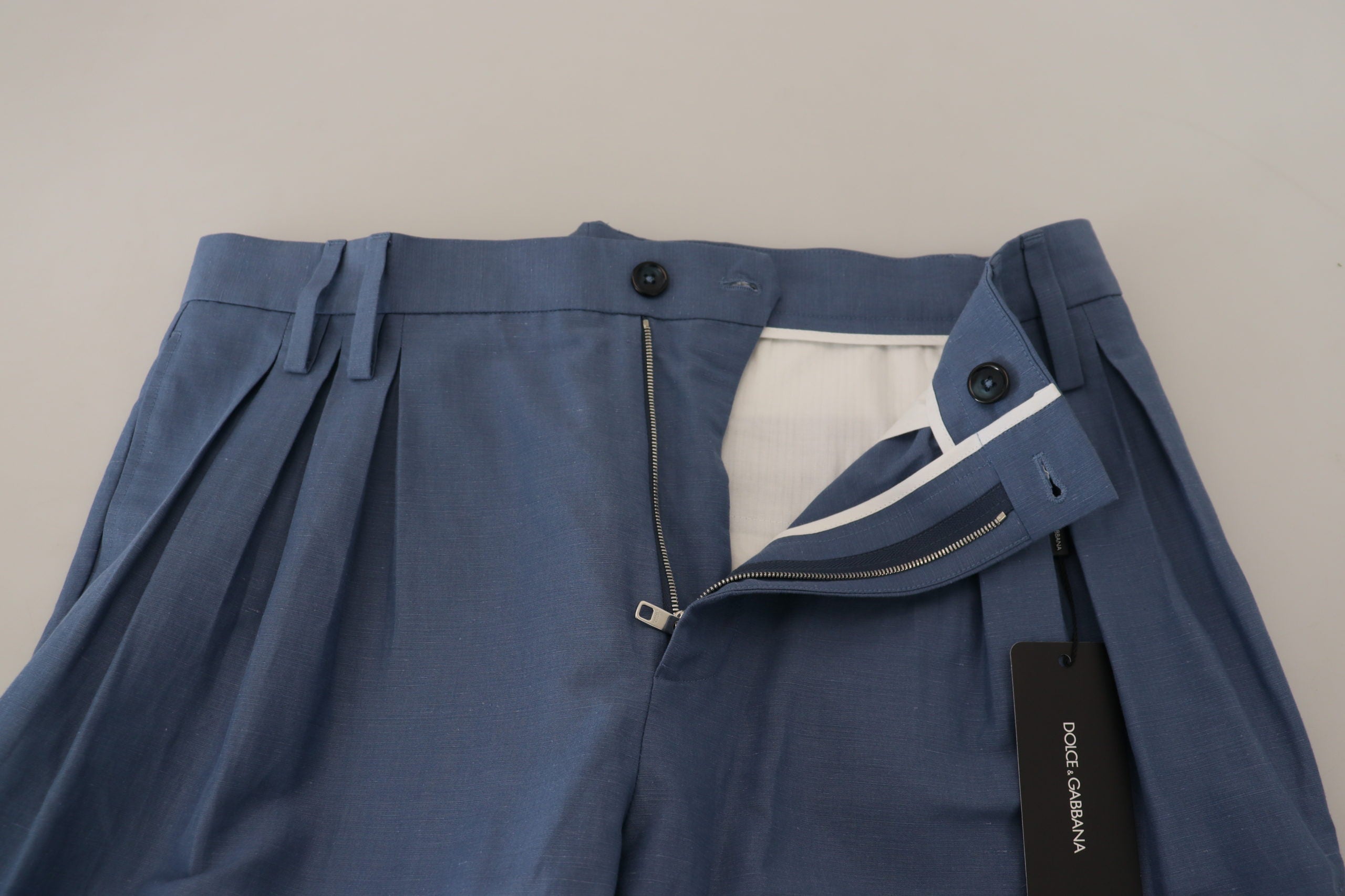 Dolce & Gabbana Blue Linen Chino Men's Formal Trousers-5