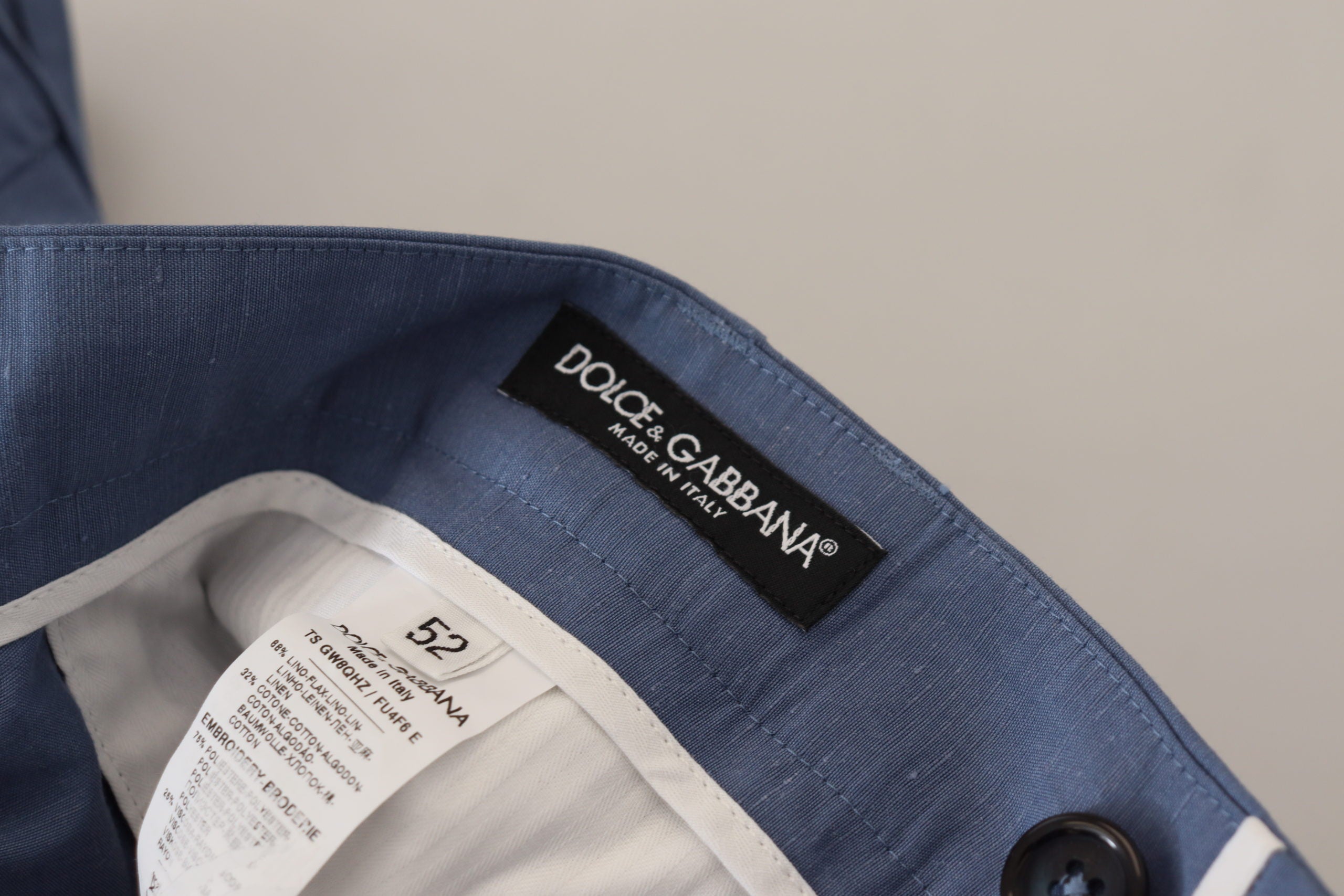 Dolce & Gabbana Blue Linen Chino Men's Formal Trousers-7