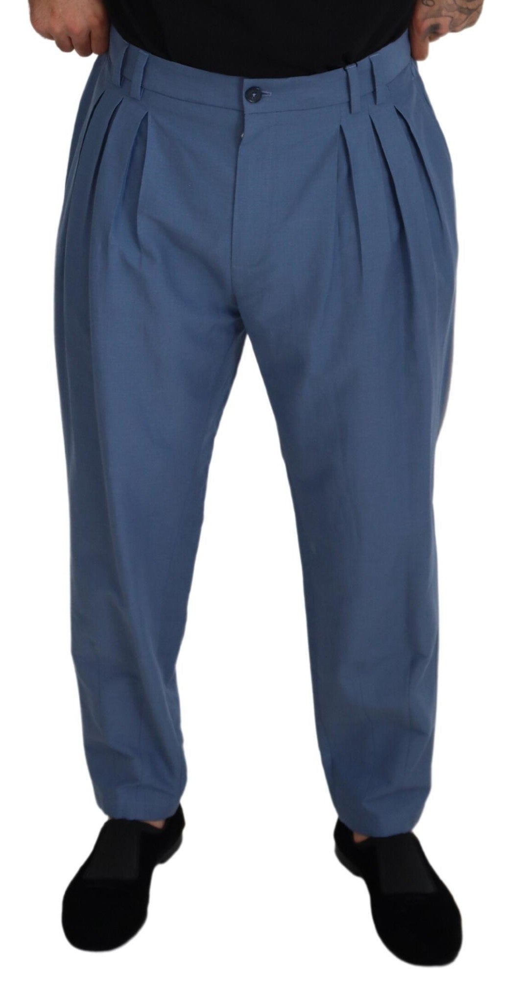 Dolce & Gabbana Blue Linen Chino Formal Trousers-4