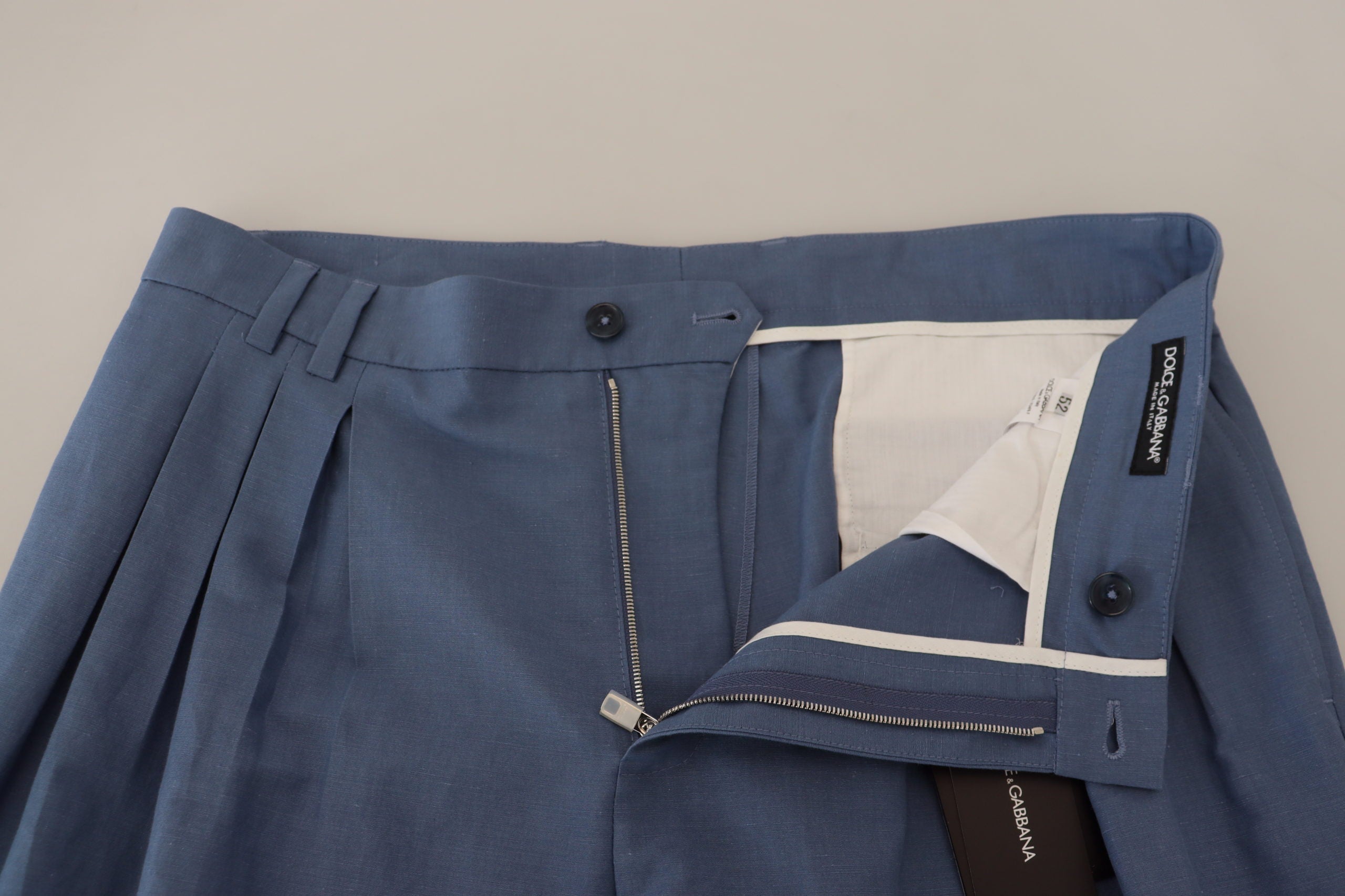 Dolce & Gabbana Blue Linen Chino Formal Trousers-5