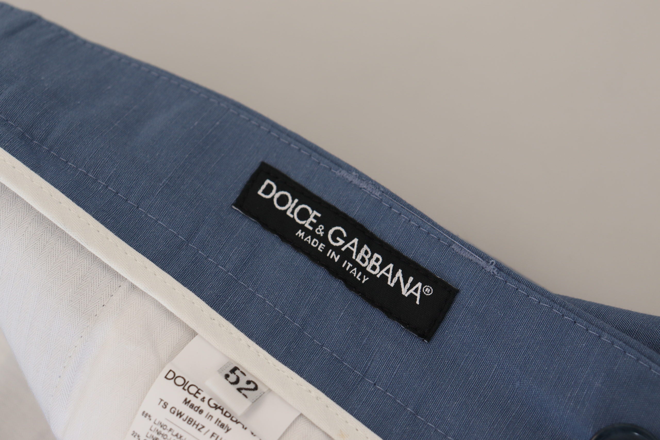 Dolce & Gabbana Blue Linen Chino Formal Trousers-6