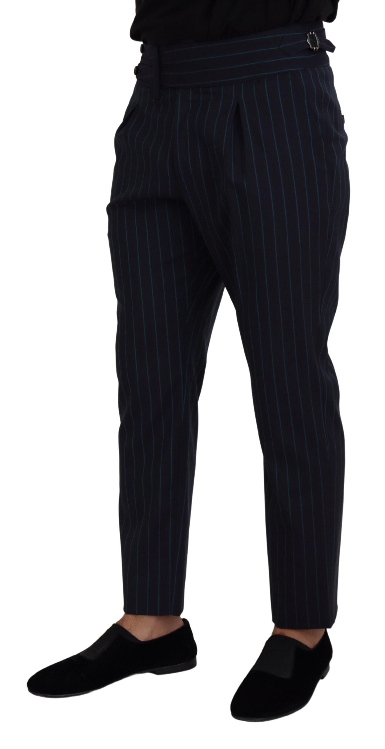 Dolce & Gabbana Blau gestreifte Herren Formal Hosen-2