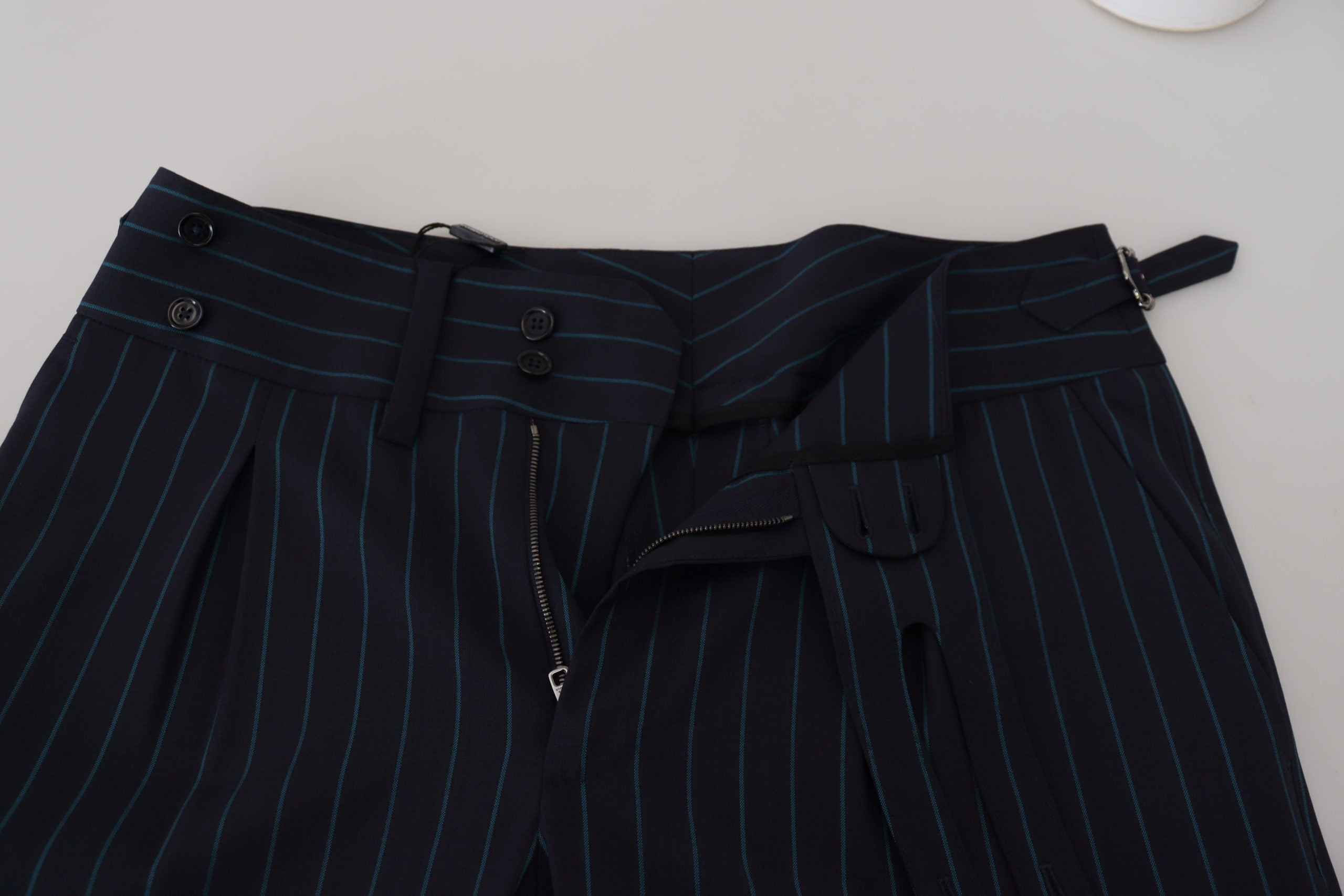 Dolce & Gabbana Blau gestreifte Herren Formal Hosen-5