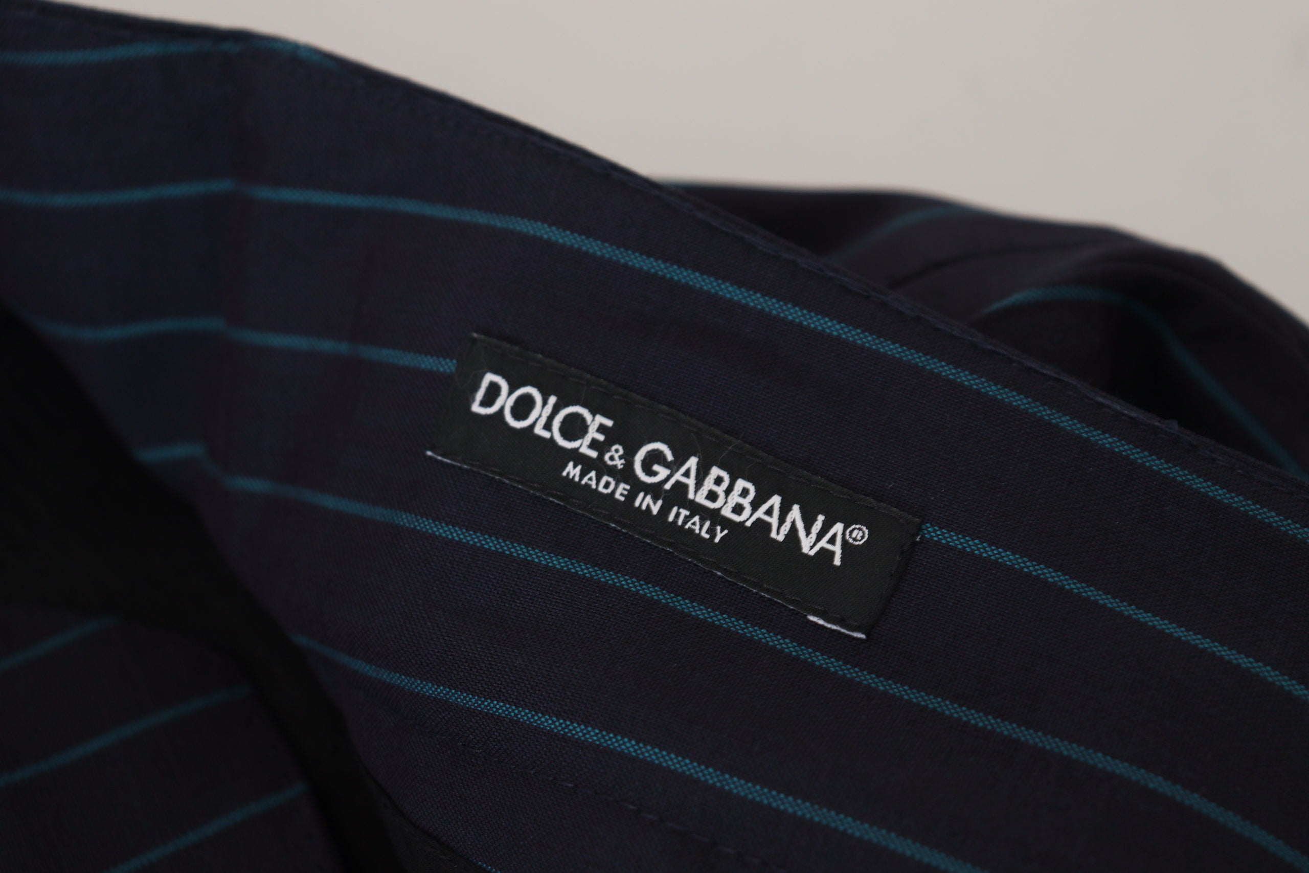 Dolce & Gabbana Blau gestreifte Herren Formal Hosen-6