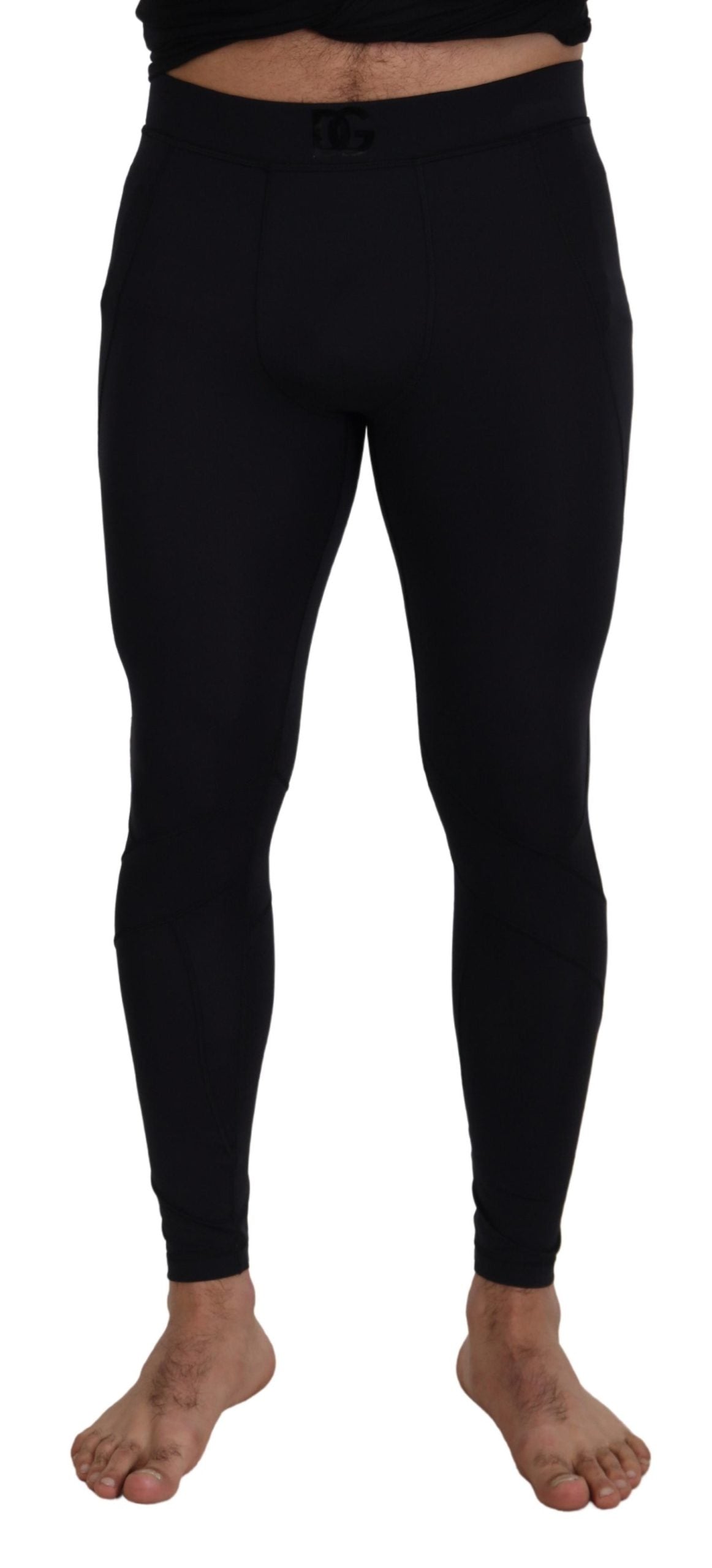Dolce & Gabbana Black Nylon Slim Fit Stretch Trousers-1