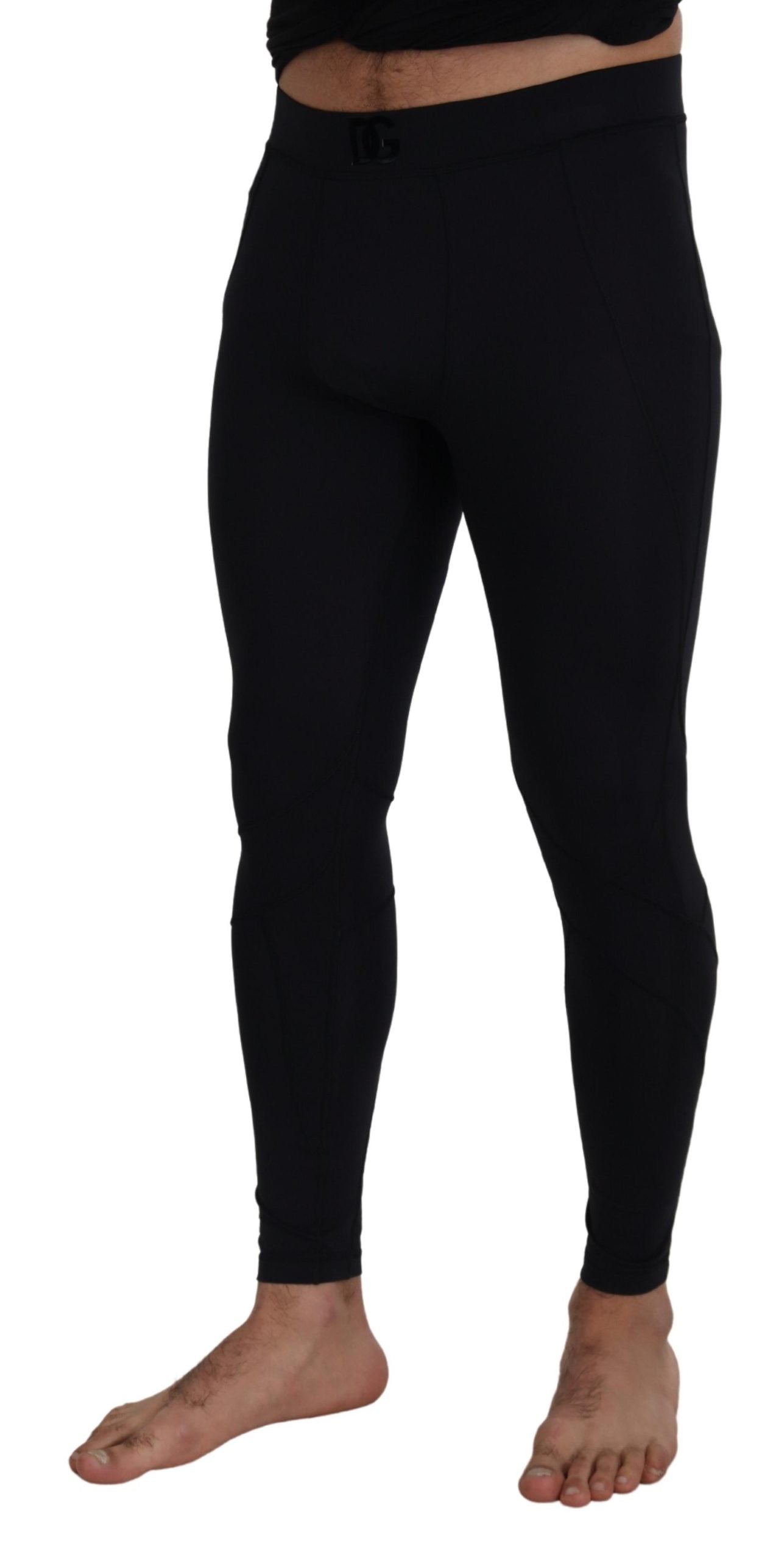 Dolce & Gabbana Black Nylon Slim Fit Stretch Trousers-2