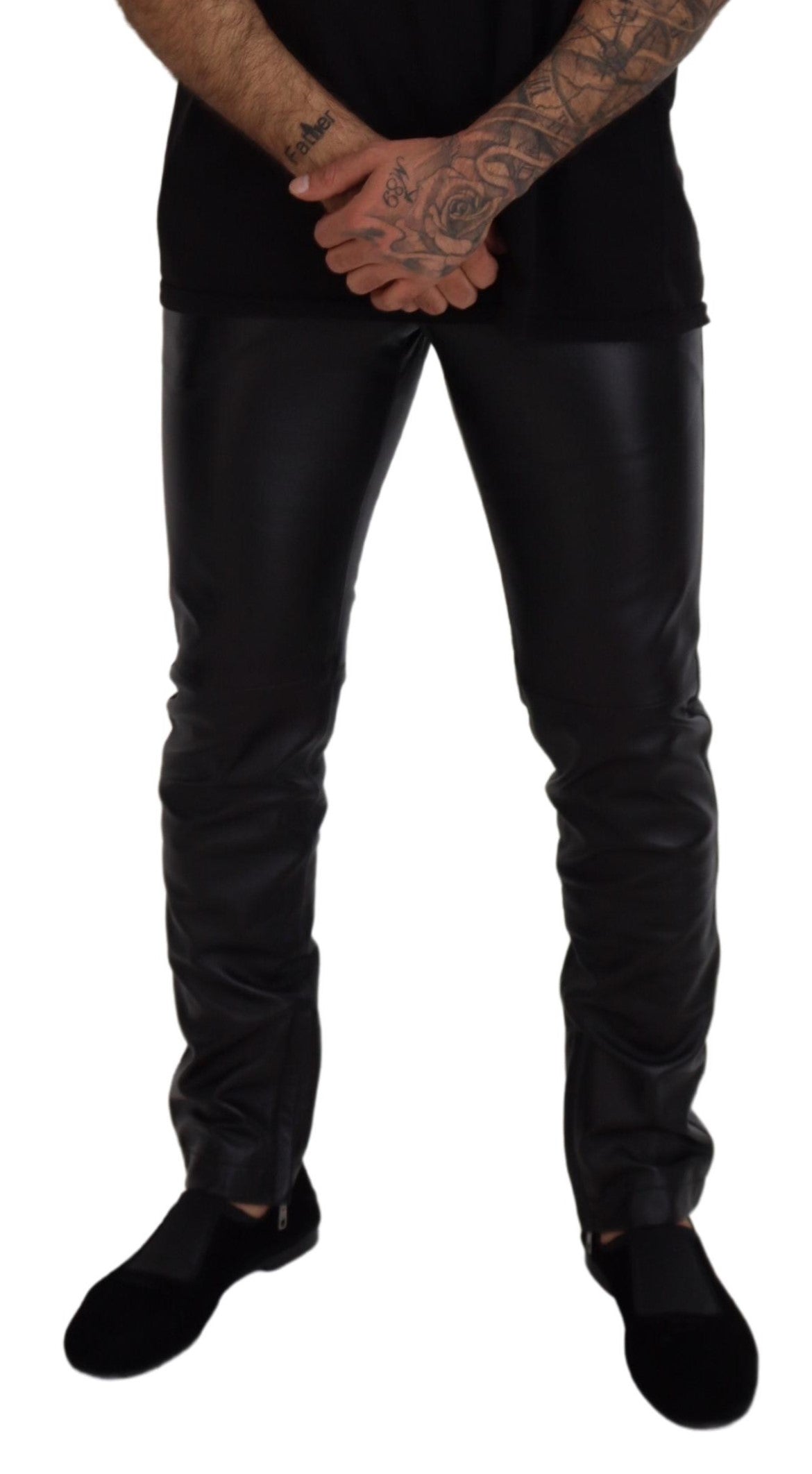 Dolce & Gabbana Black Shiny Stretch Skinny Trousers-4
