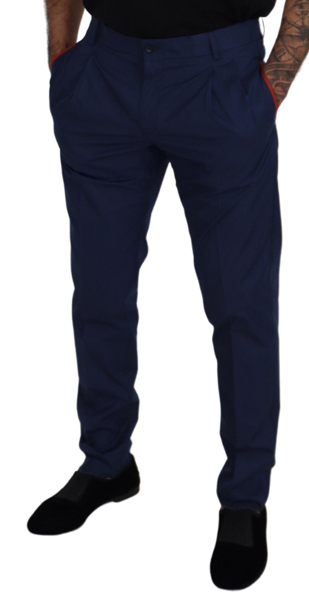 Dolce & Gabbana Blue formal chino trousers in cotton-4