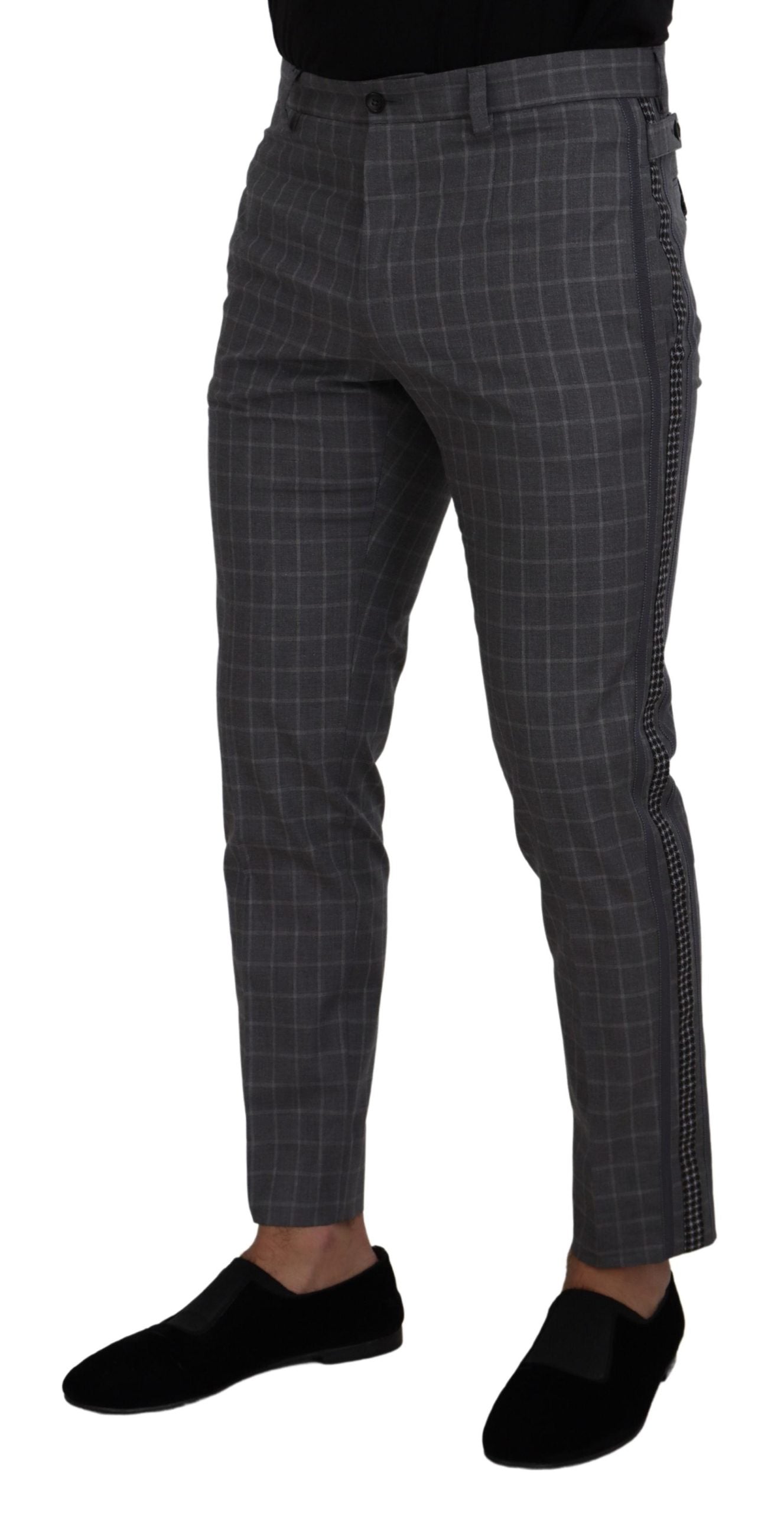 Dolce & Gabbana grey checked cotton chino trousers-2