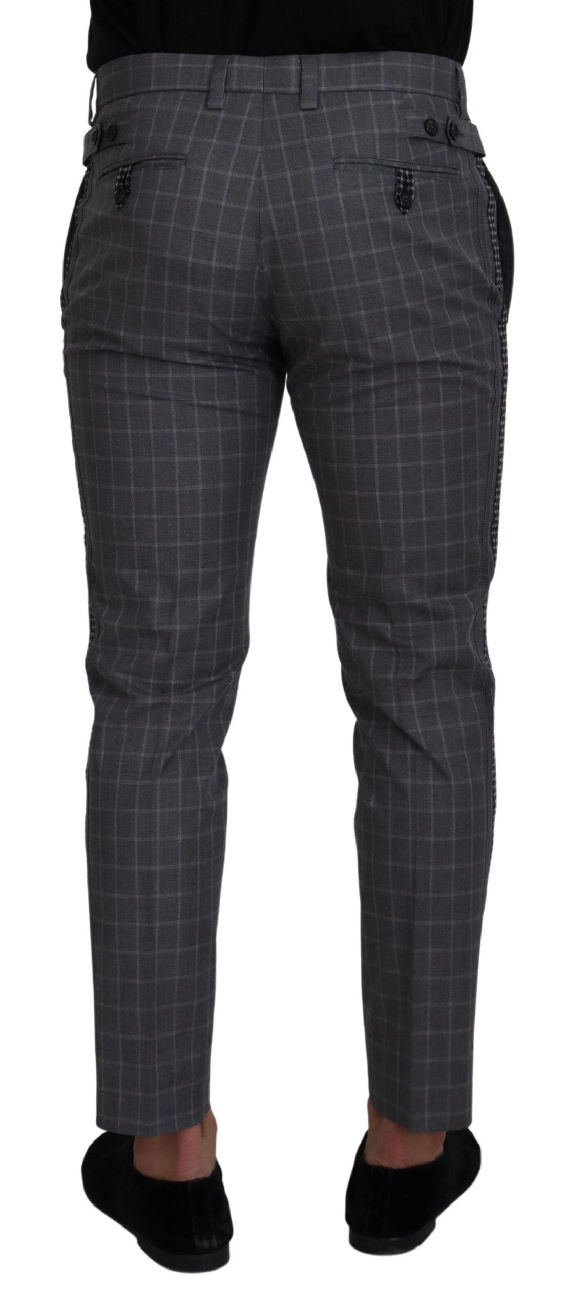 Dolce & Gabbana grey checked cotton chino trousers-3