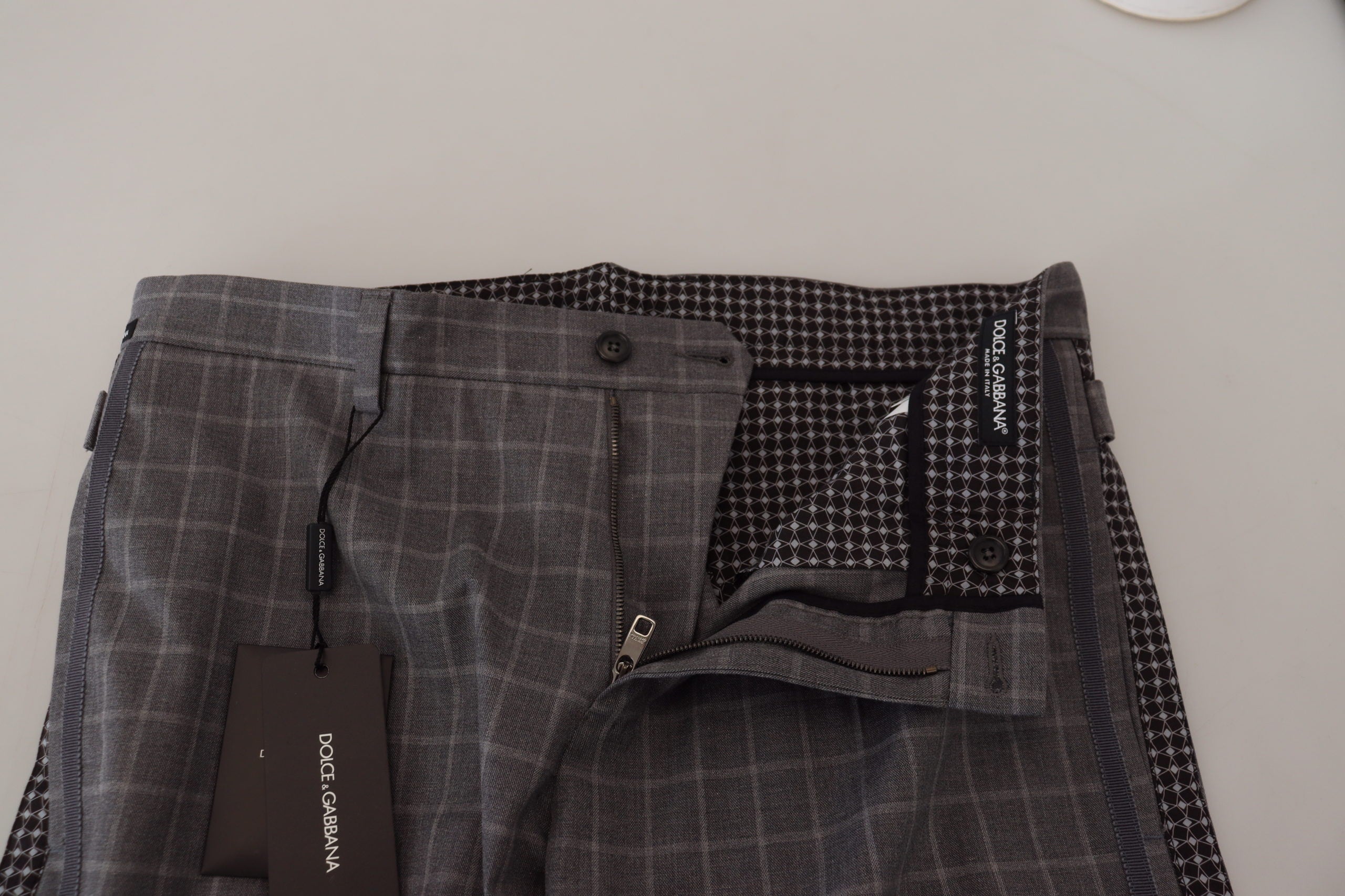 Dolce & Gabbana grey checked cotton chino trousers-5