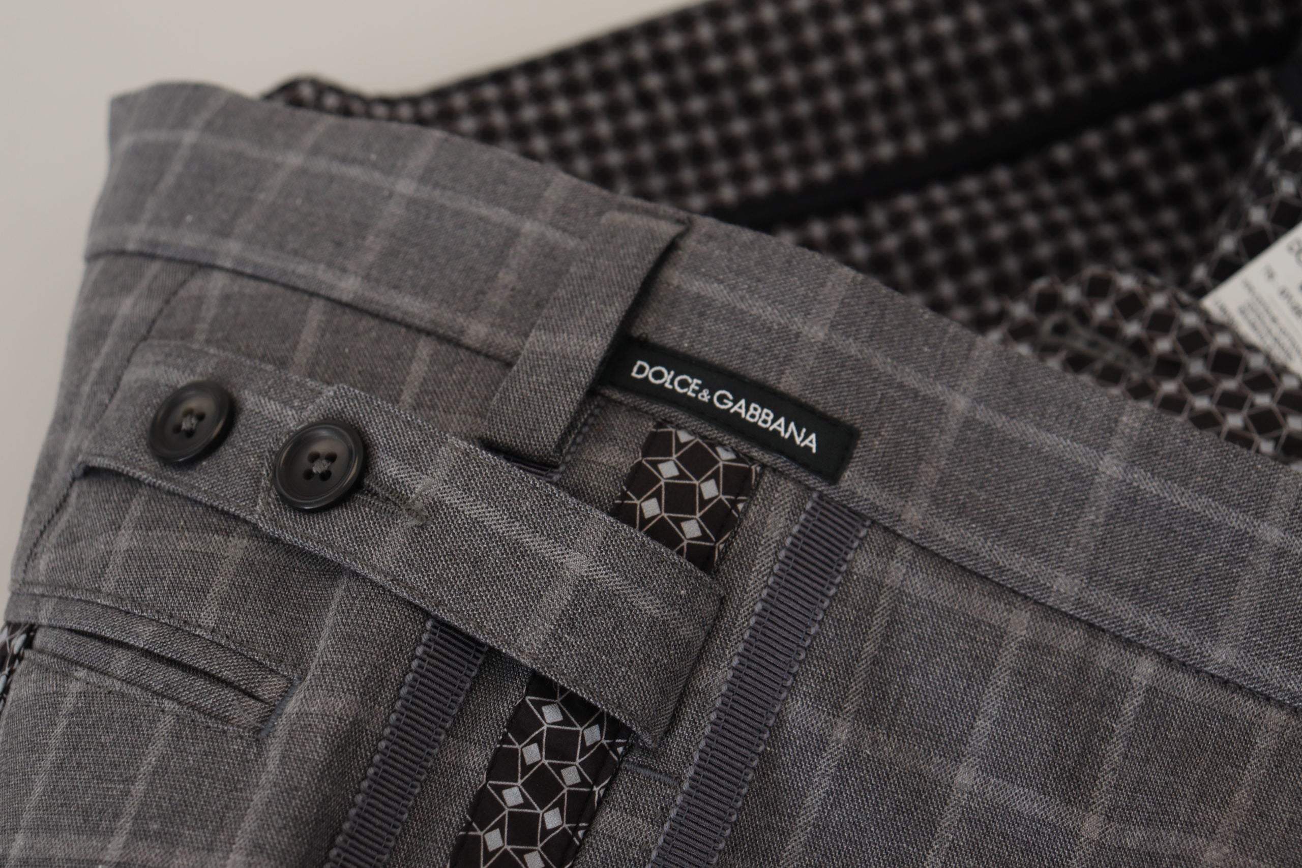Dolce & Gabbana grey checked cotton chino trousers-7
