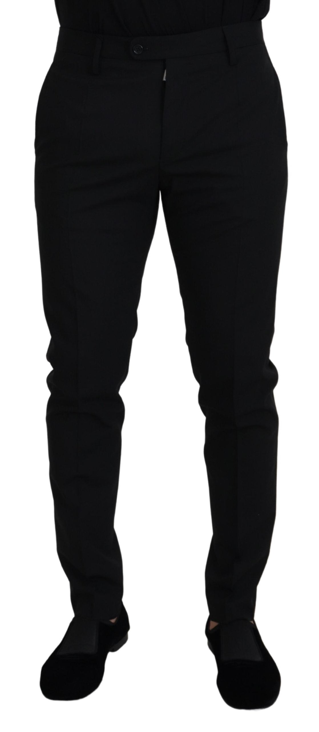 Dolce & Gabbana black polyester chino trousers for formal occasions-1