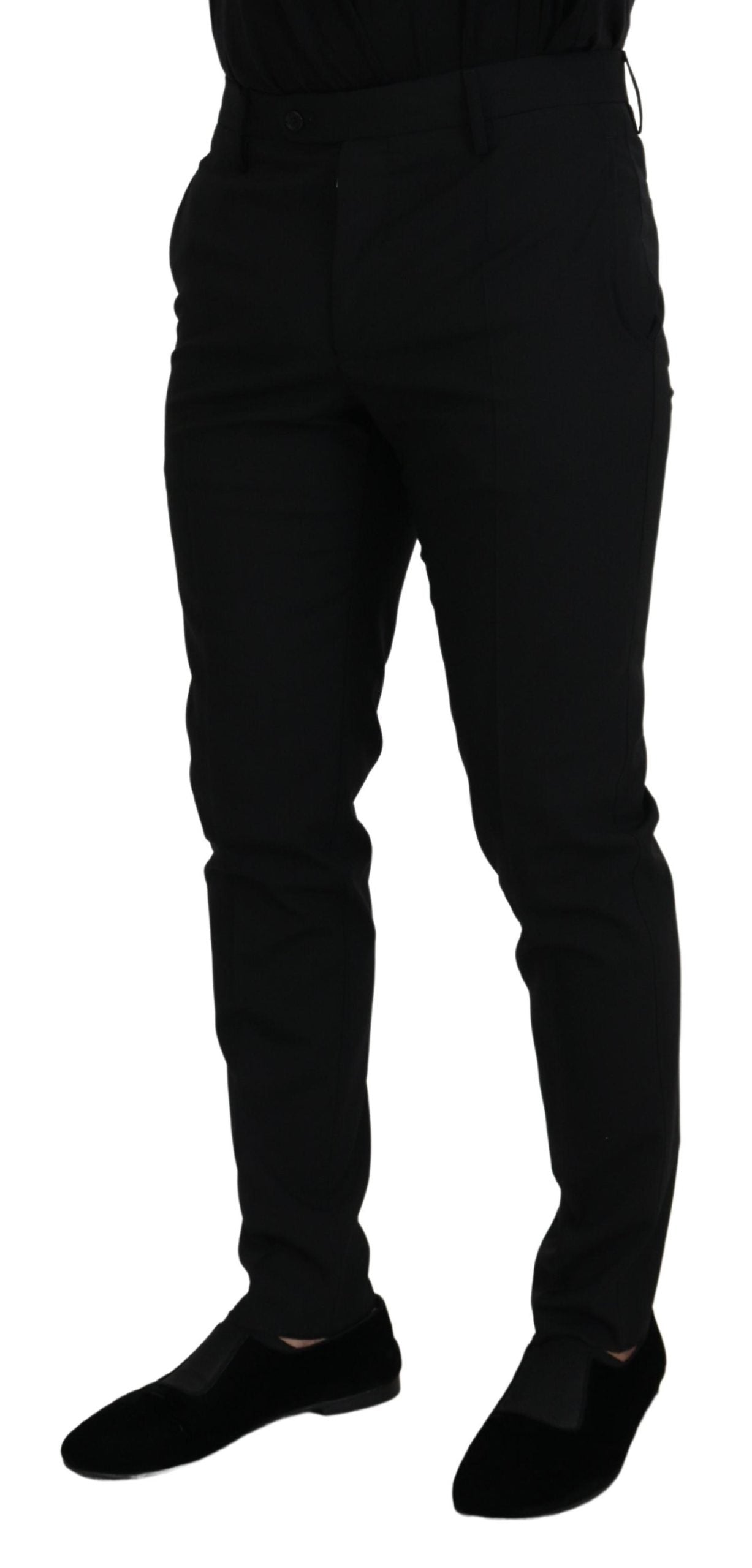 Dolce & Gabbana black polyester chino trousers for formal occasions-2