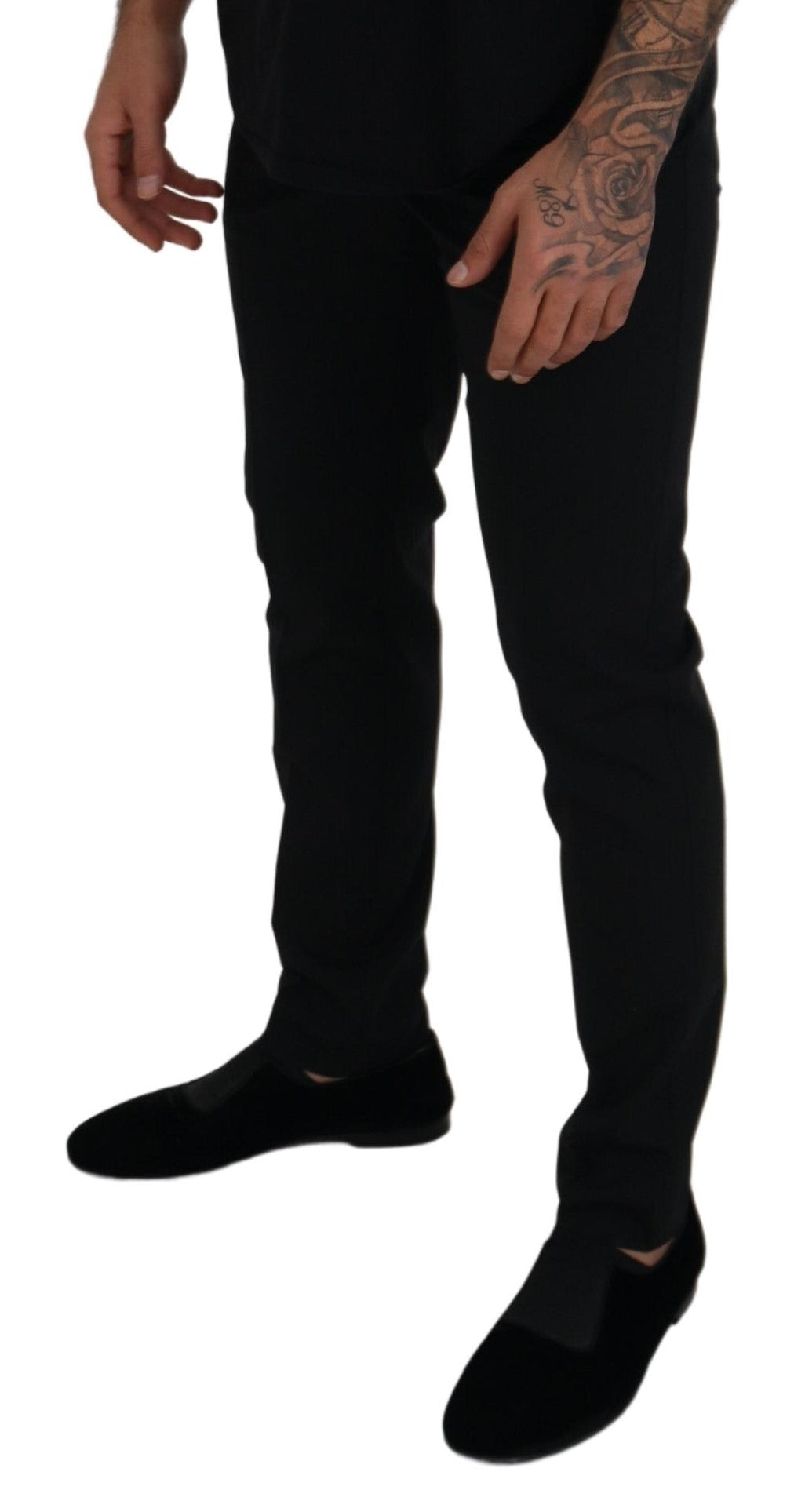 Dolce & Gabbana black polyester chino trousers for formal occasions-4