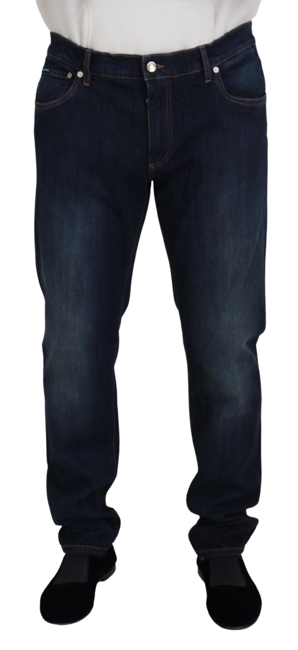 Dolce & Gabbana Blue Cotton Straight Fit Casual Denim Jeans-1